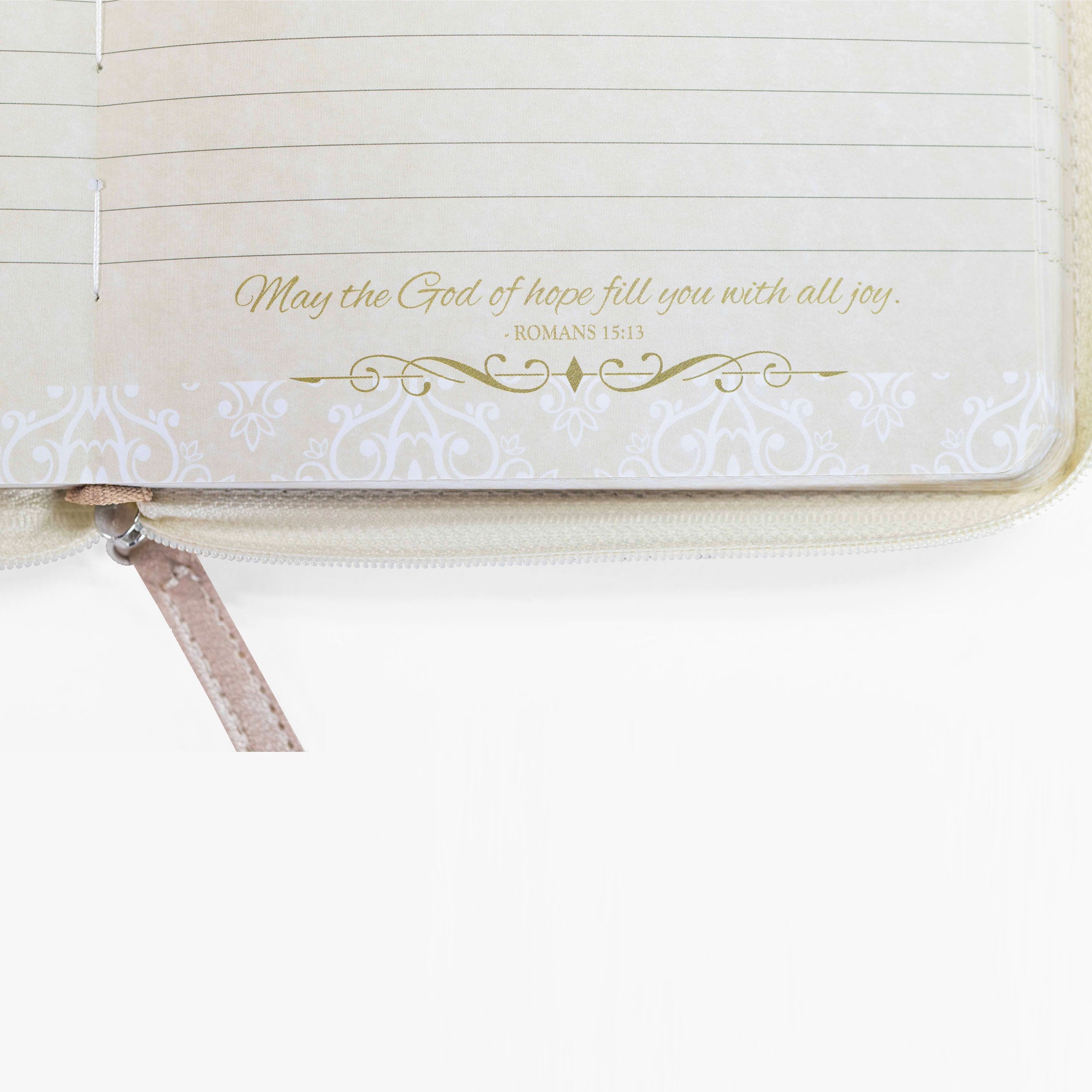 Divine Details: Zippered Journal Cream And Gold - Amazing You