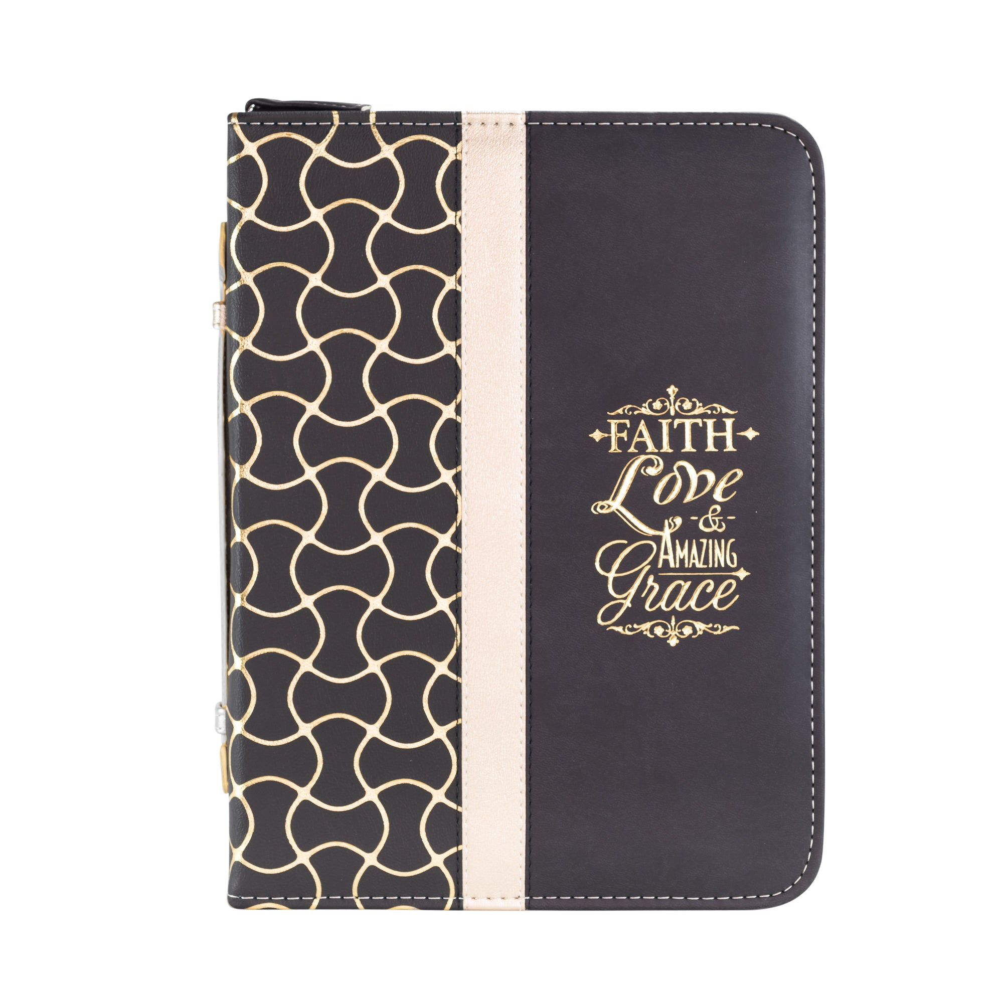 Divine Details: Bible Cover - Black And Gold Faith Love Amazing Grace