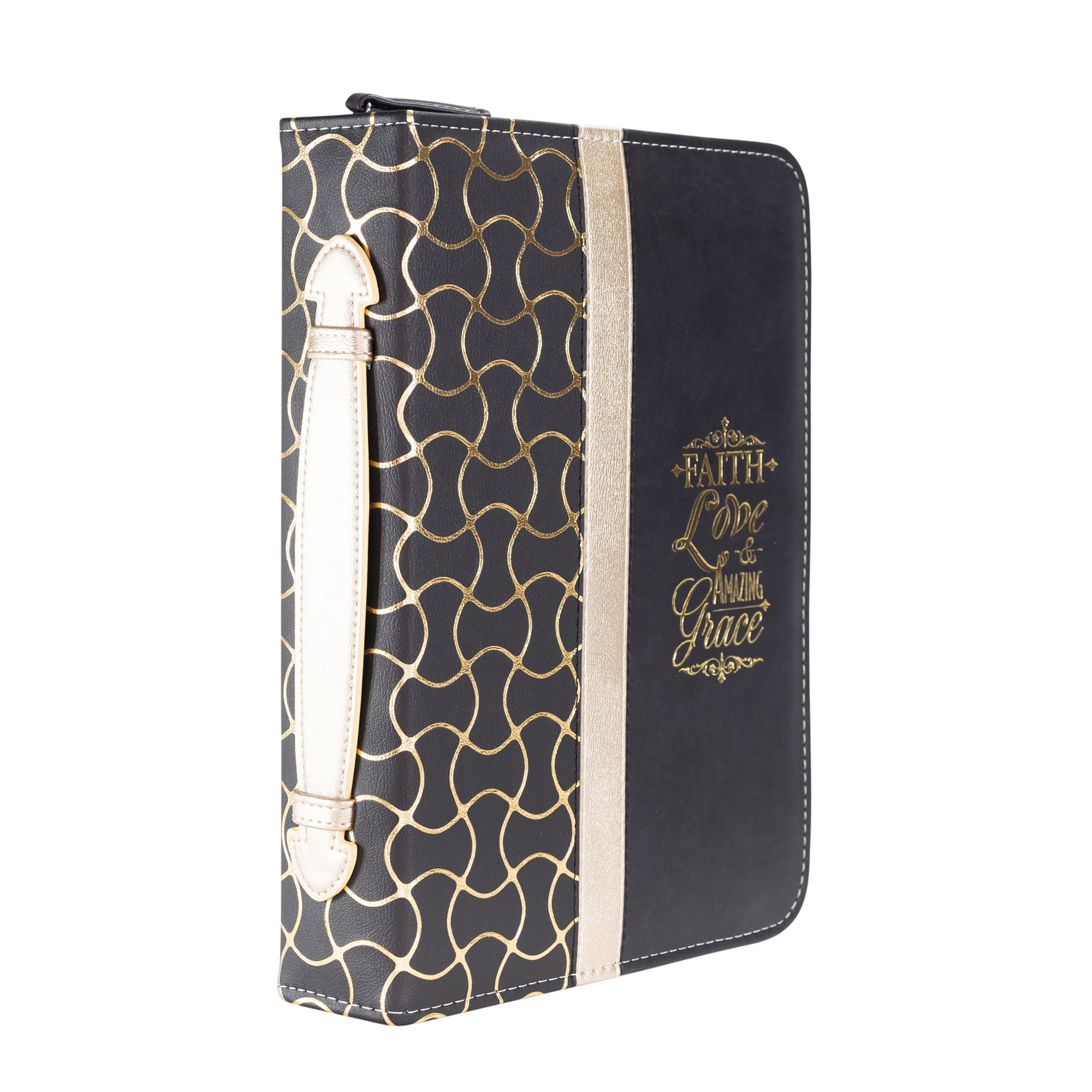 Divine Details: Bible Cover - Black And Gold Faith Love Amazing Grace