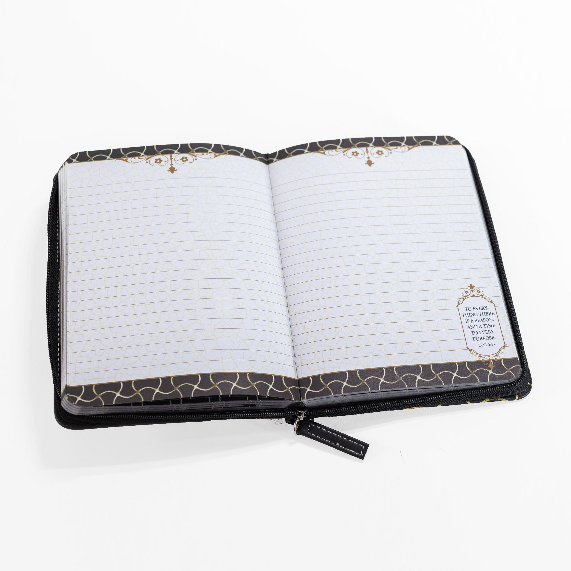 Divine Details: Zippered Journal Black And Gold - Faith Love Amazing Grace