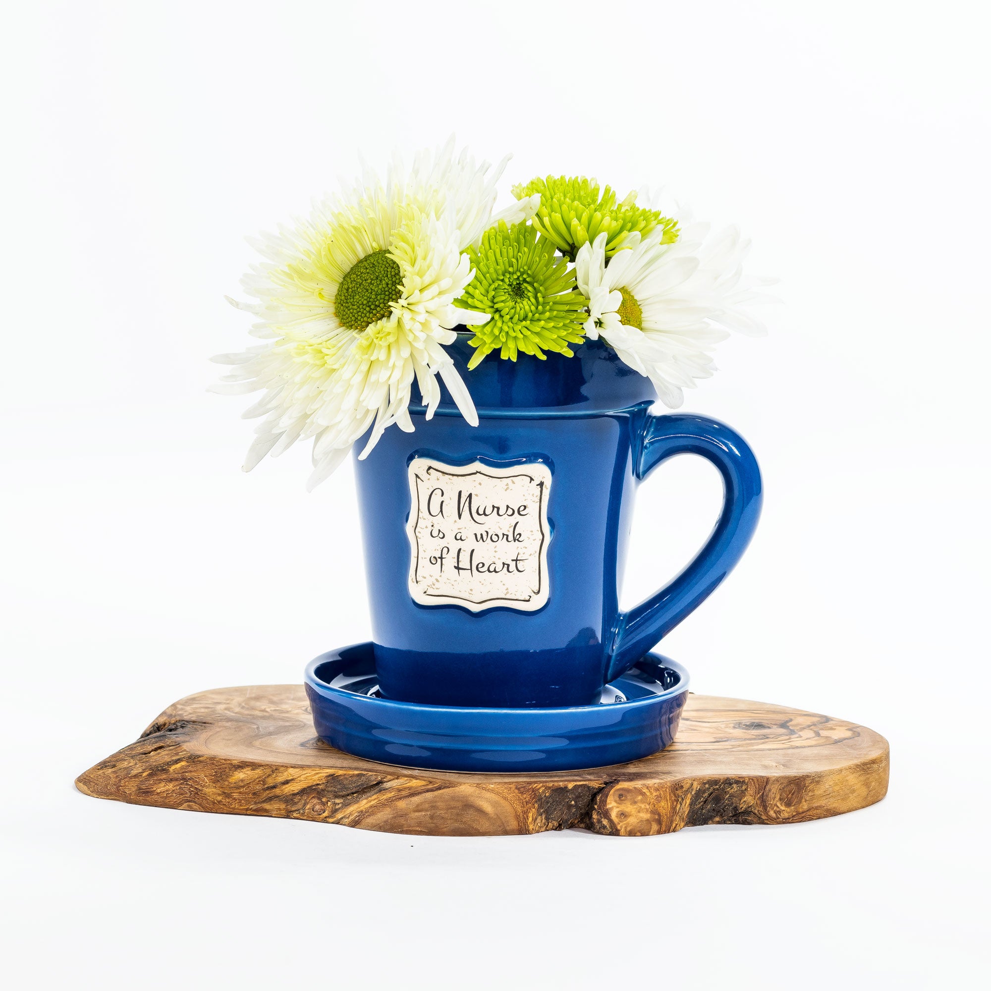 Blue Flower Pot Mug: - Nurse