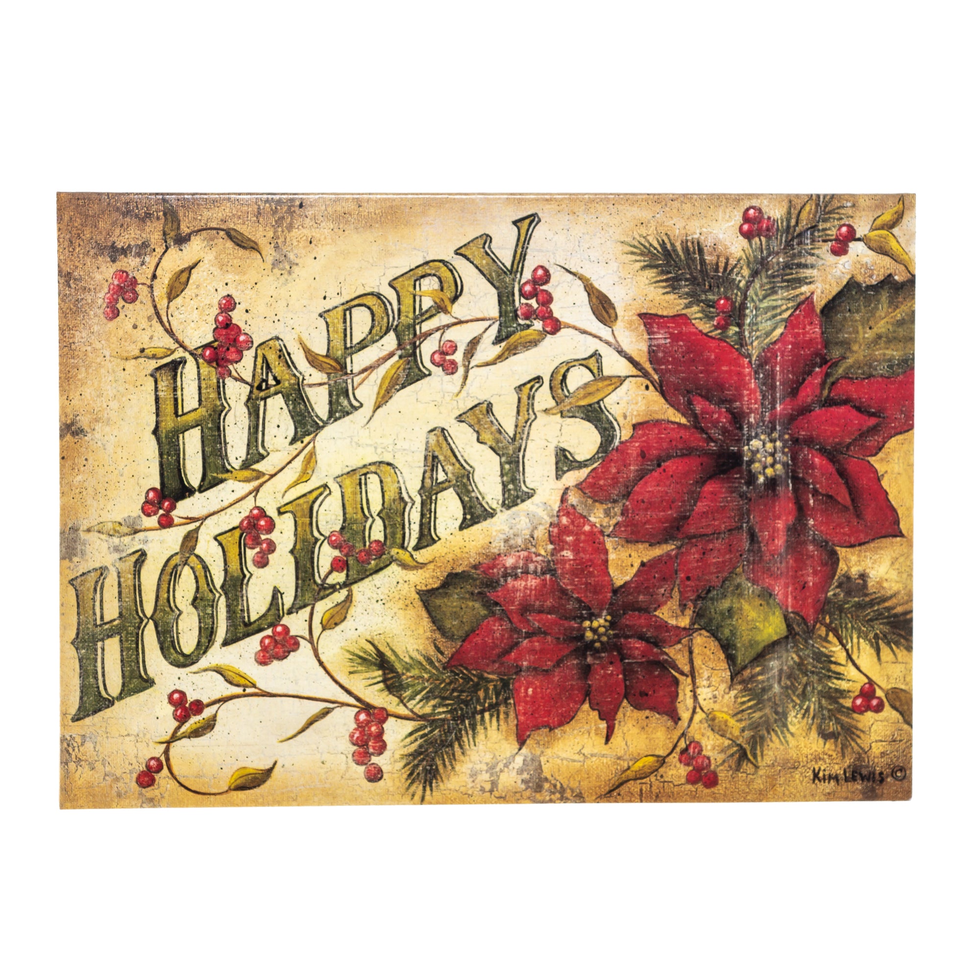 Single Christmas Card Set of 6: Vintage Happy Holidays