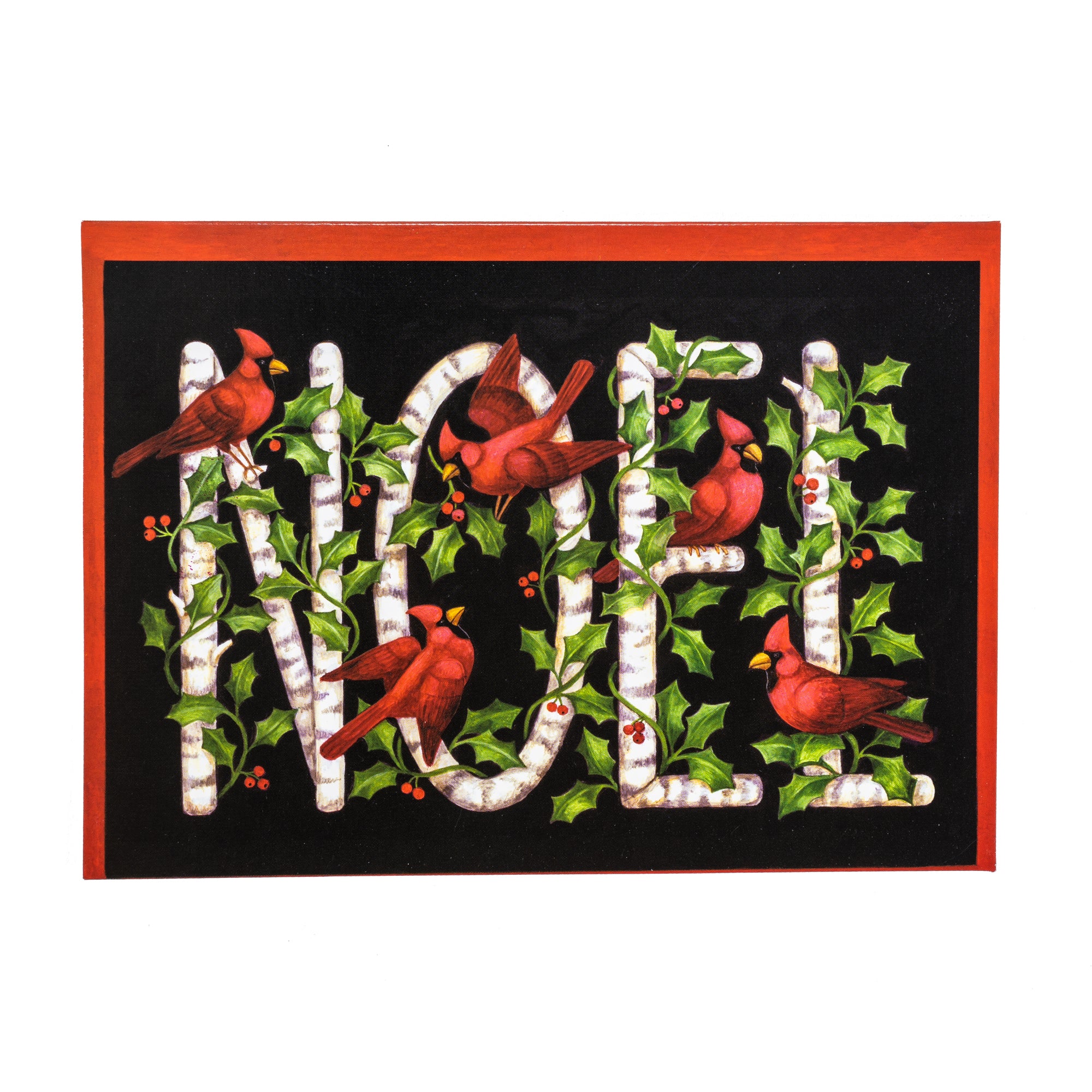 Single Christmas Card Set of 6: Noel Cardinals