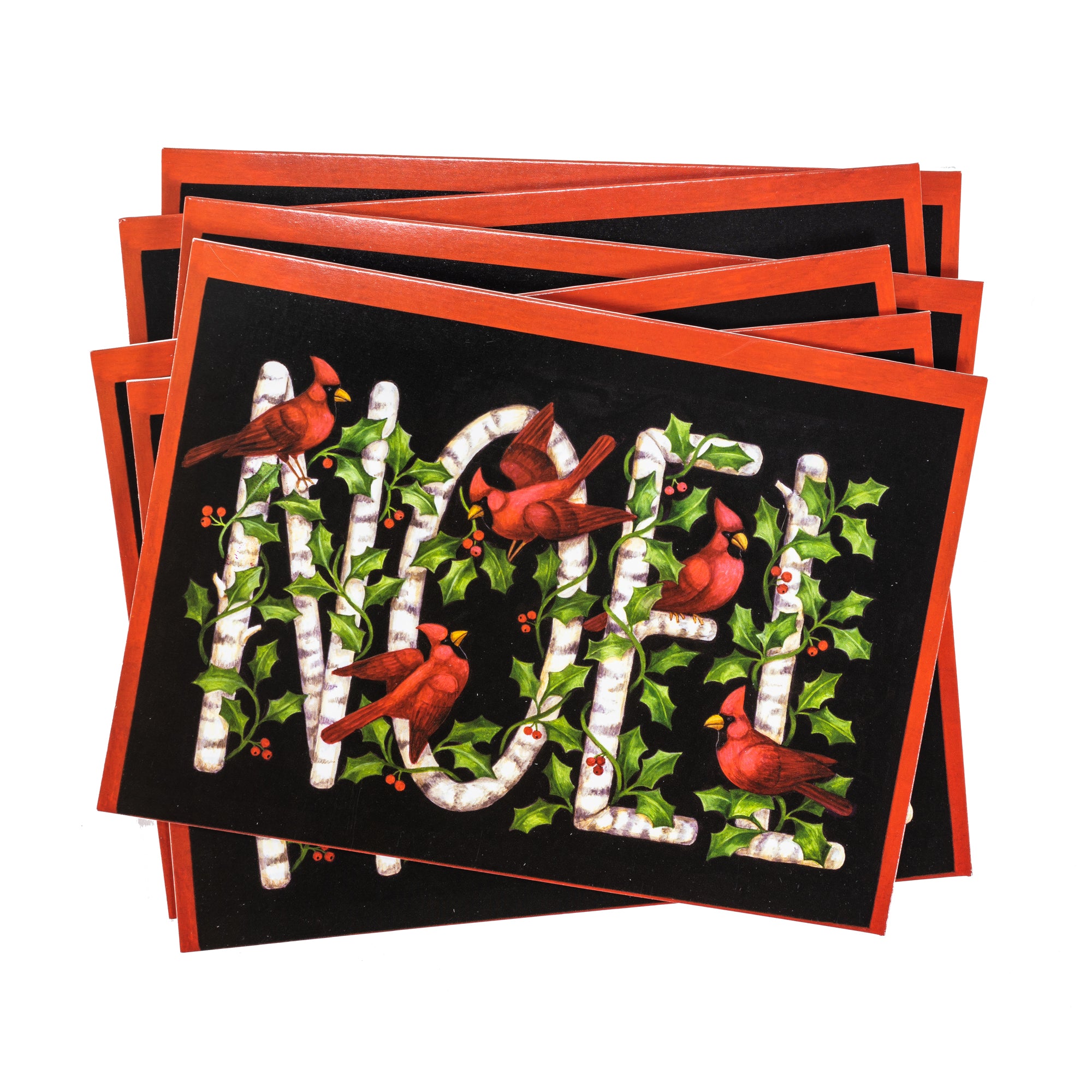 Single Christmas Card Set of 6: Noel Cardinals