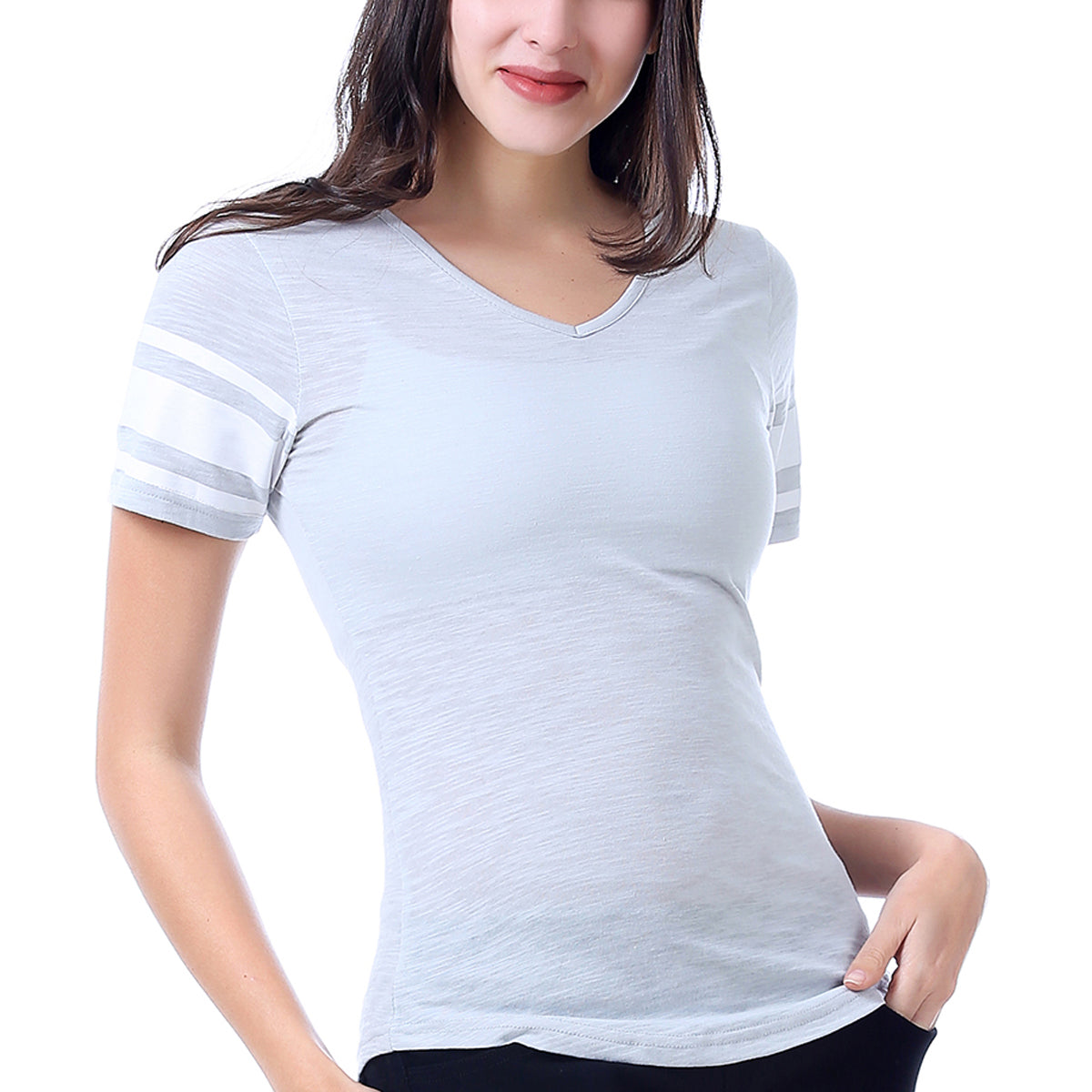 L/XL Grey Baseball T- Shirt