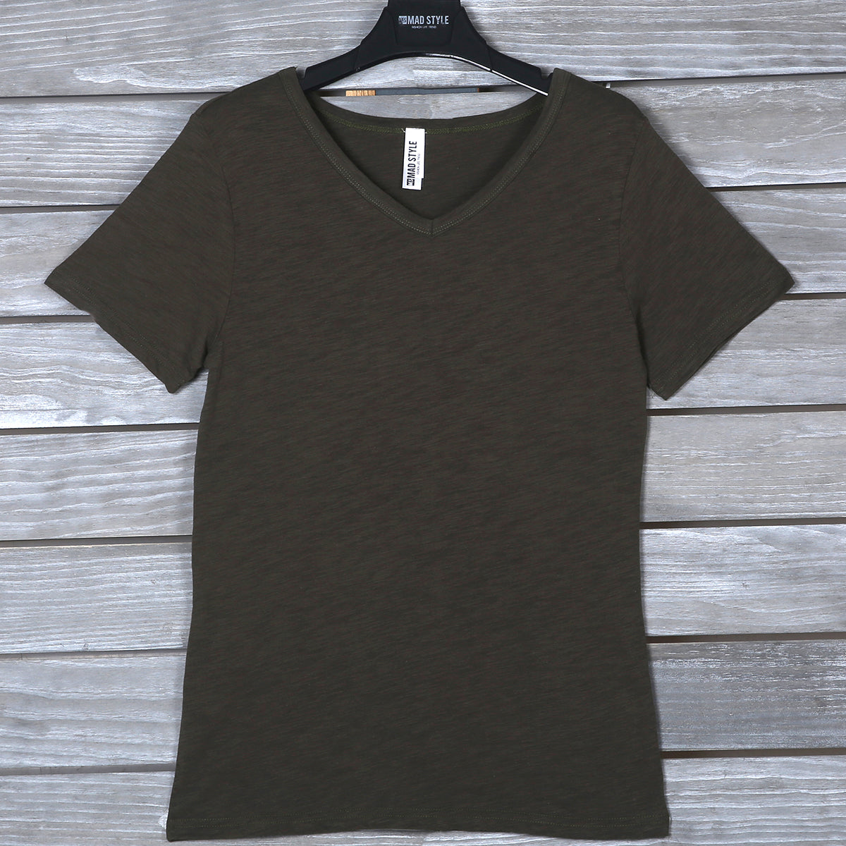 M2O: L/XL Dark Green V-Neck Mens T- Shirt