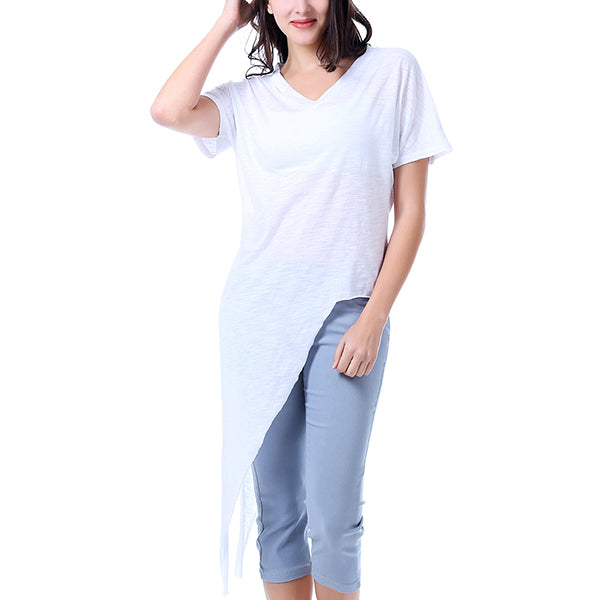 M2O: L/XL White Peekaboo Cut And Tie T- Shirt