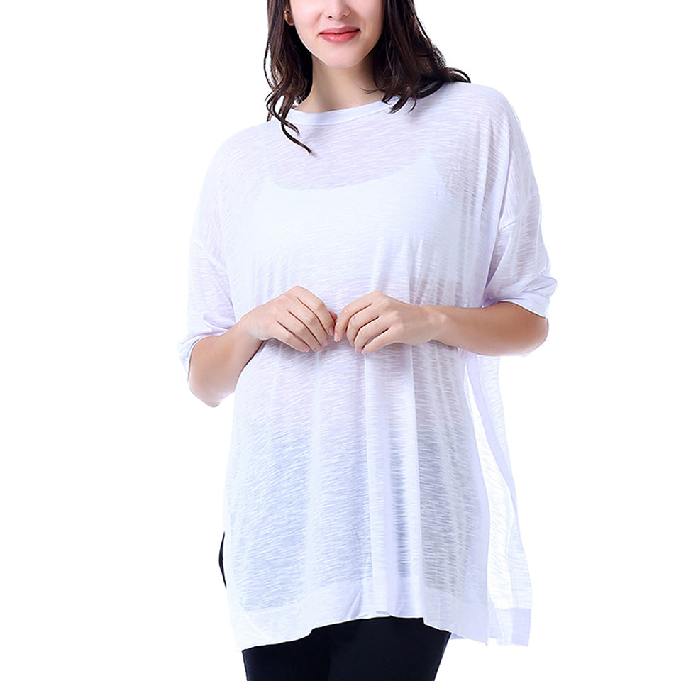 M2O: White Split Sides Shirt Tail T-Shirt