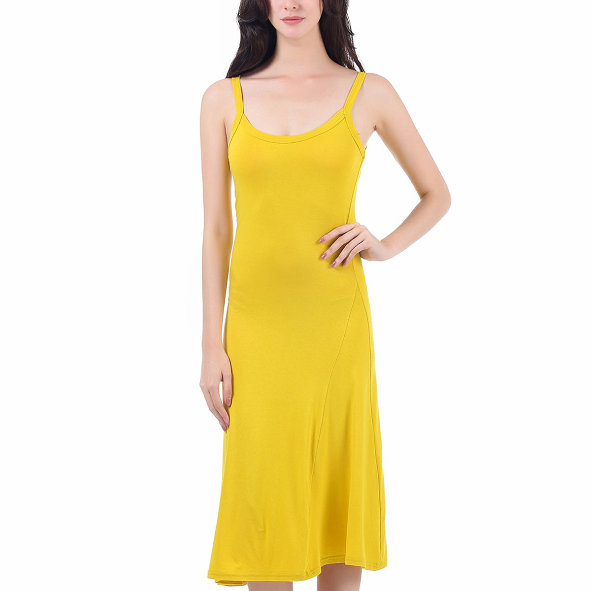 Mustard Asymmetrical Jersey Dress