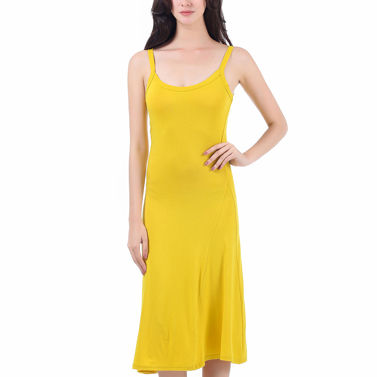 Mustard Asymmetrical Jersey Dress
