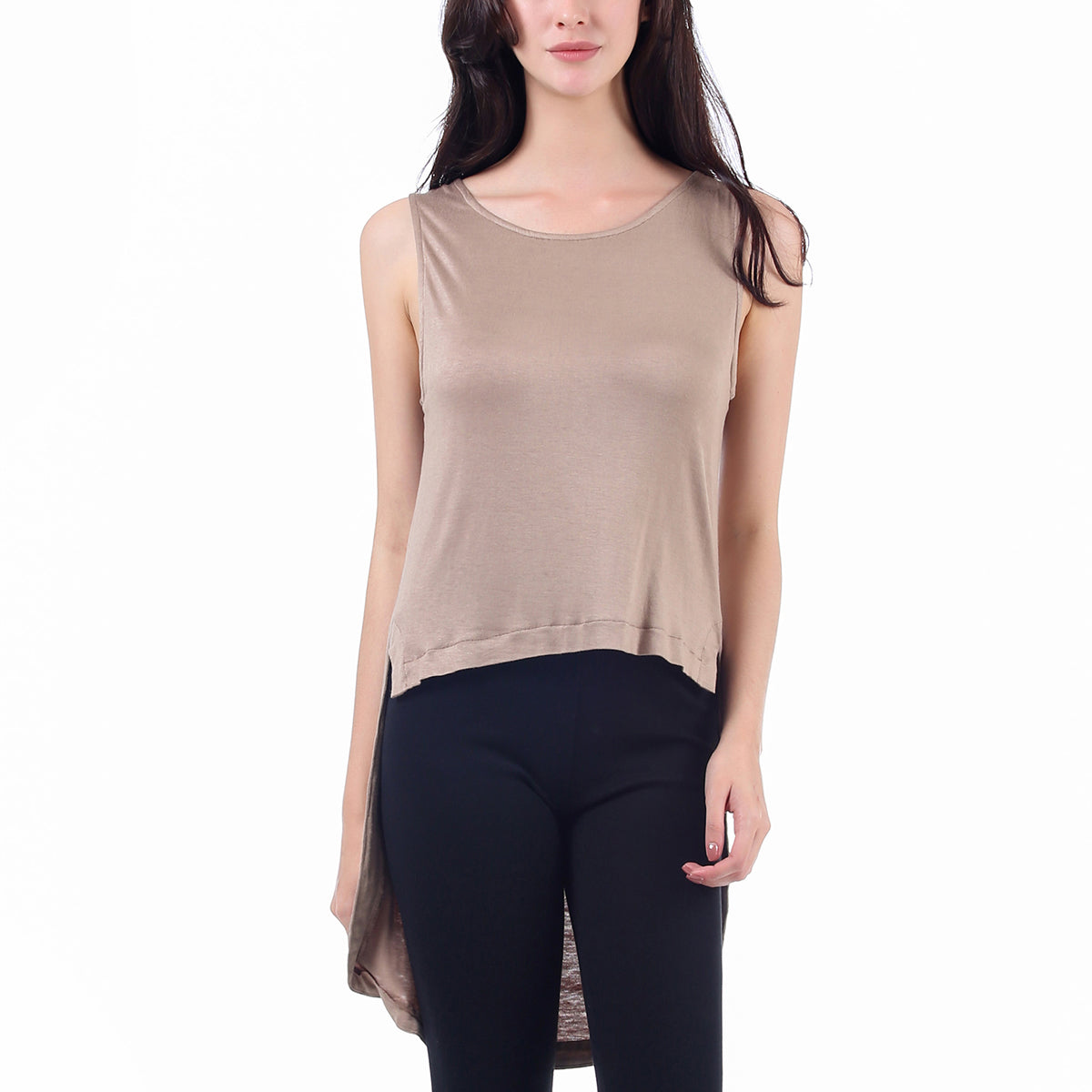 M2O: L/XL Khaki Hi Low Long Tank