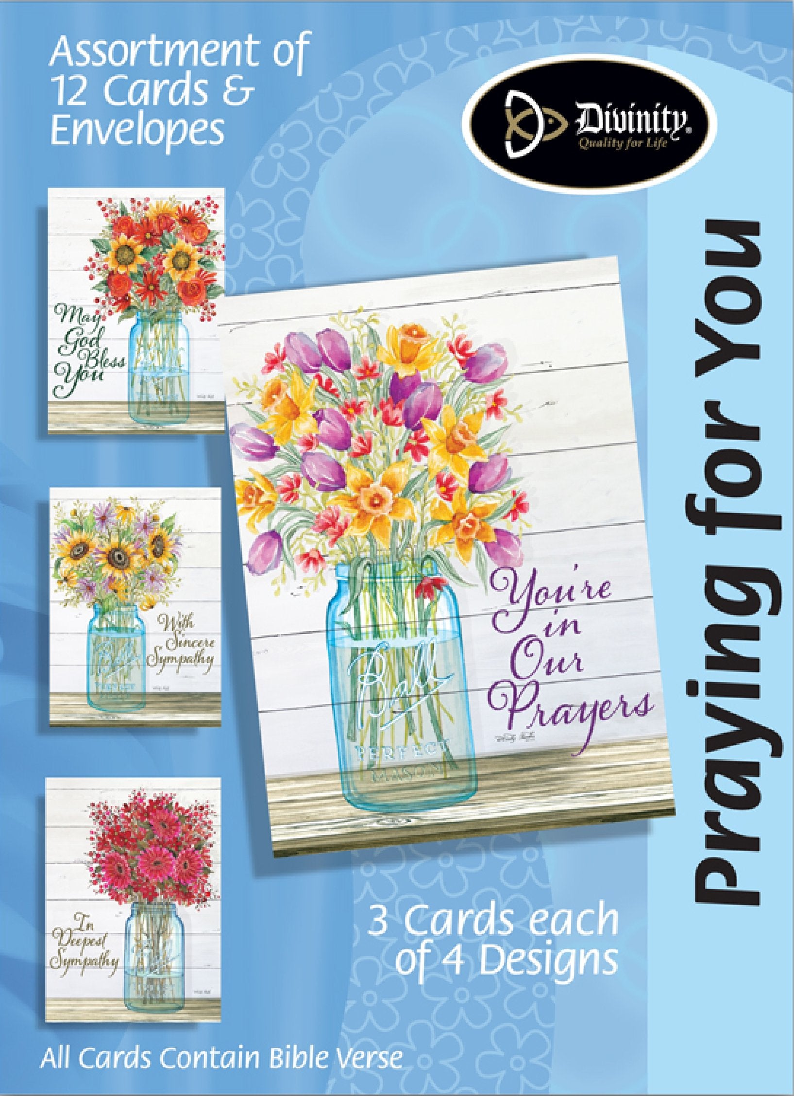 Divinity Boutique Boxed Cards: Sympathy-Mason Jar, Flowers