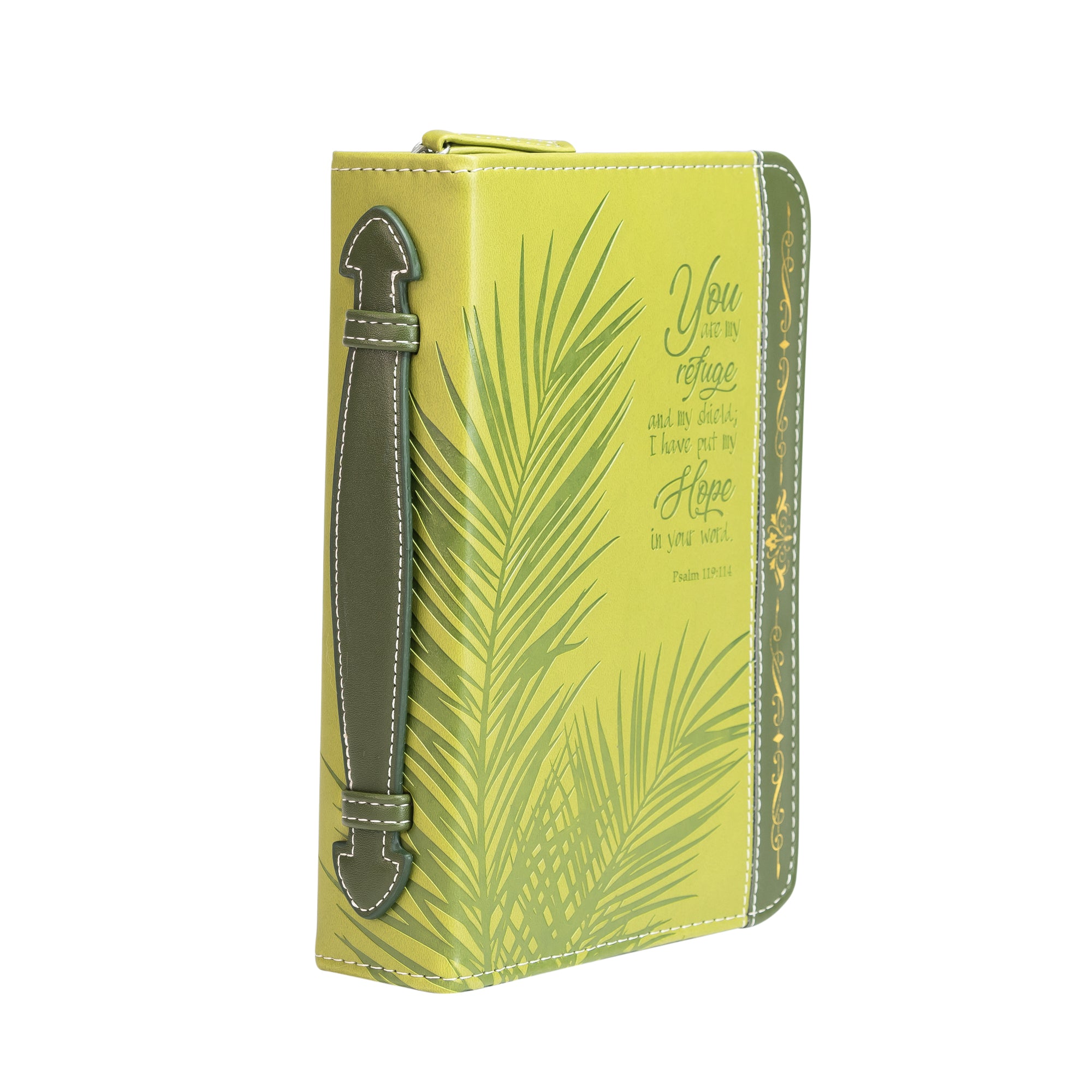 Divine Details: Green & Gold Palm Frond Bible Cover