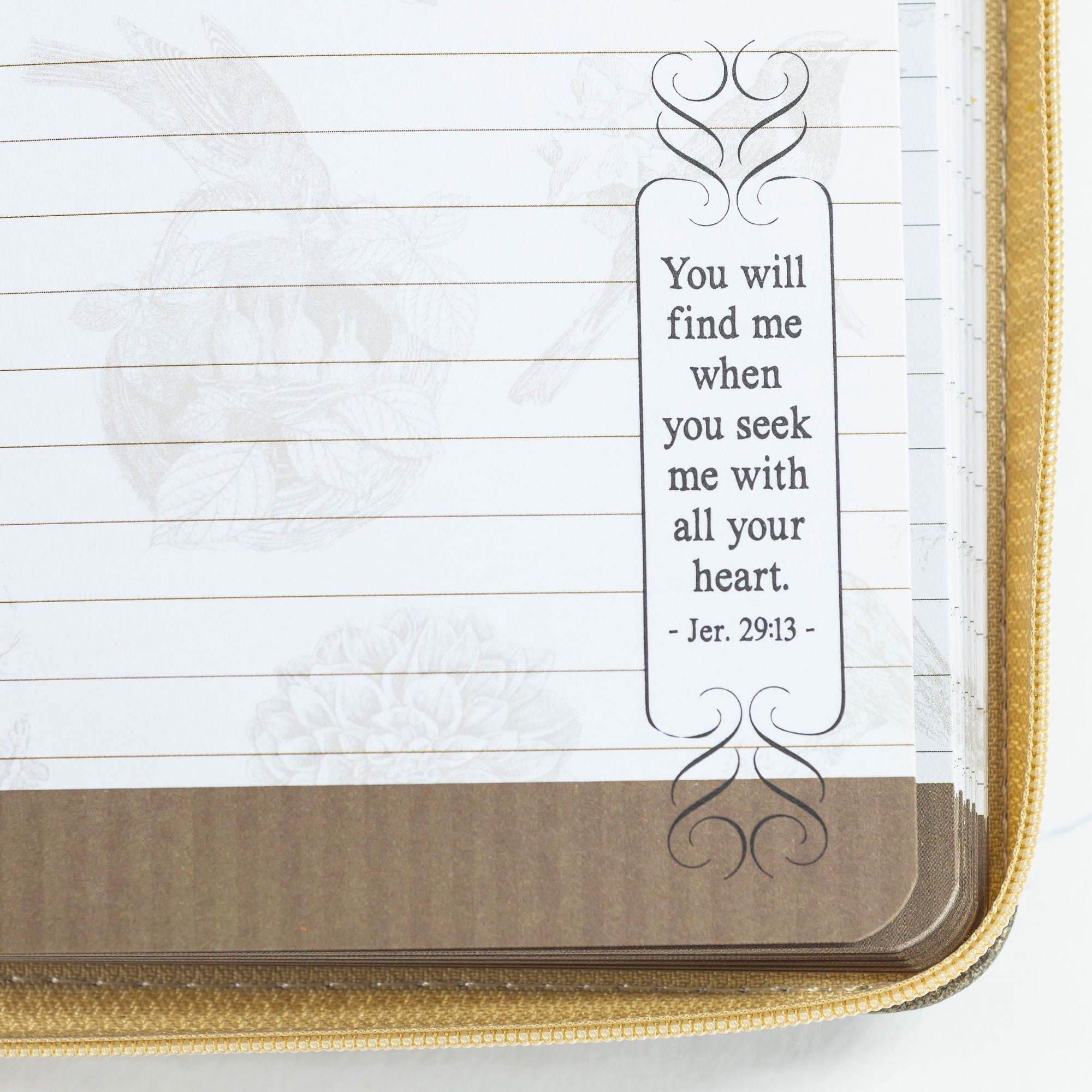 Divine Details: Journal Gold Brown Psalm 91:4