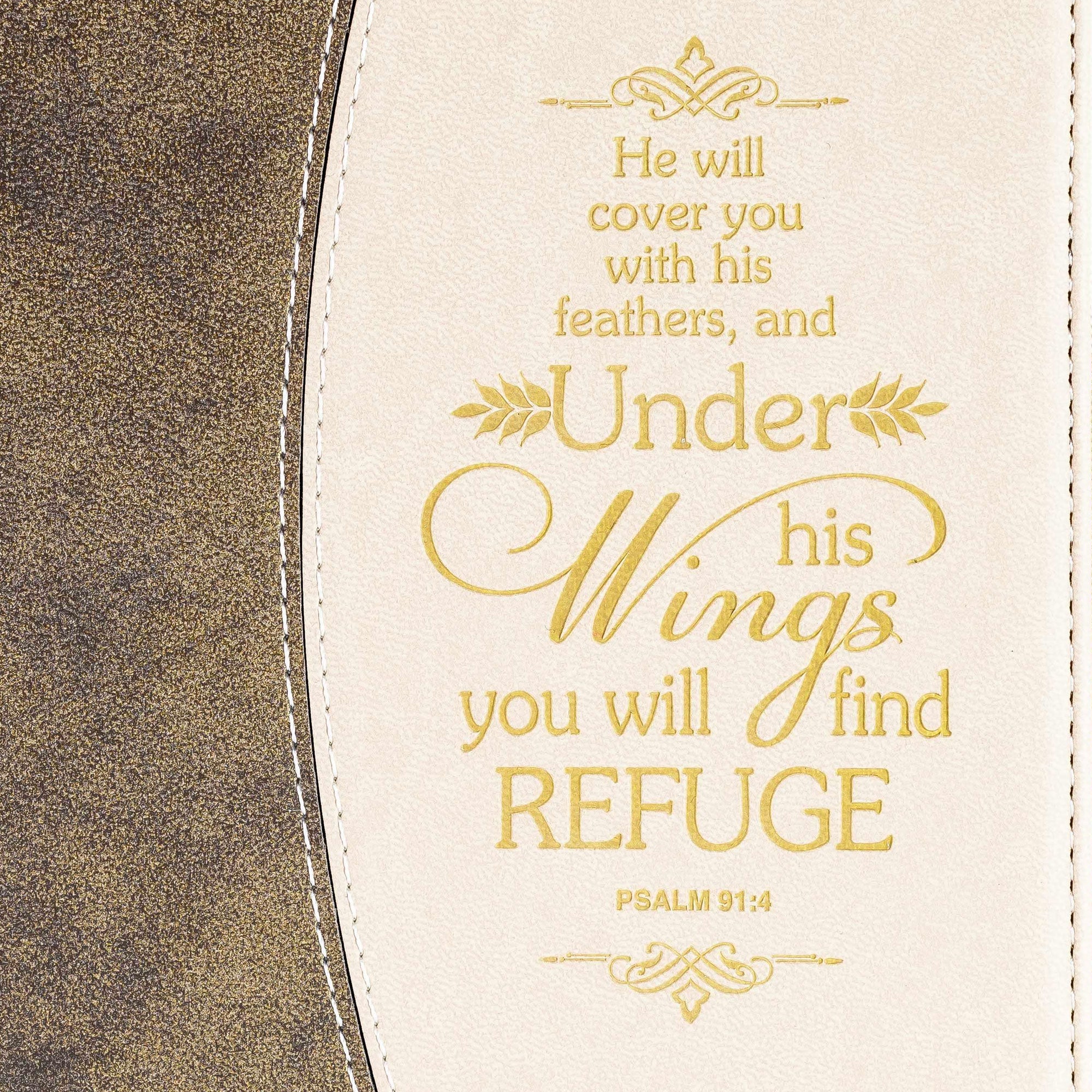 Divine Details: Journal Gold Brown Psalm 91:4