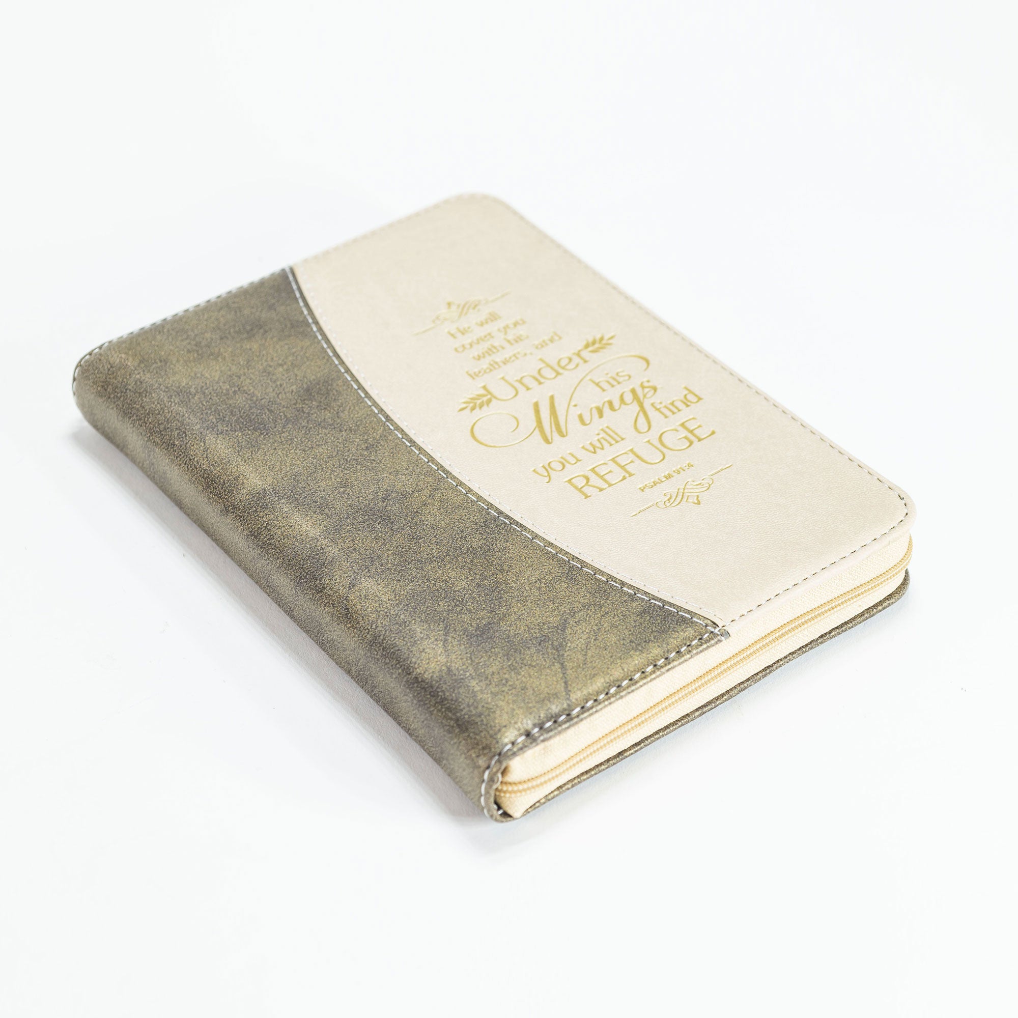 Divine Details: Journal Gold Brown Psalm 91:4