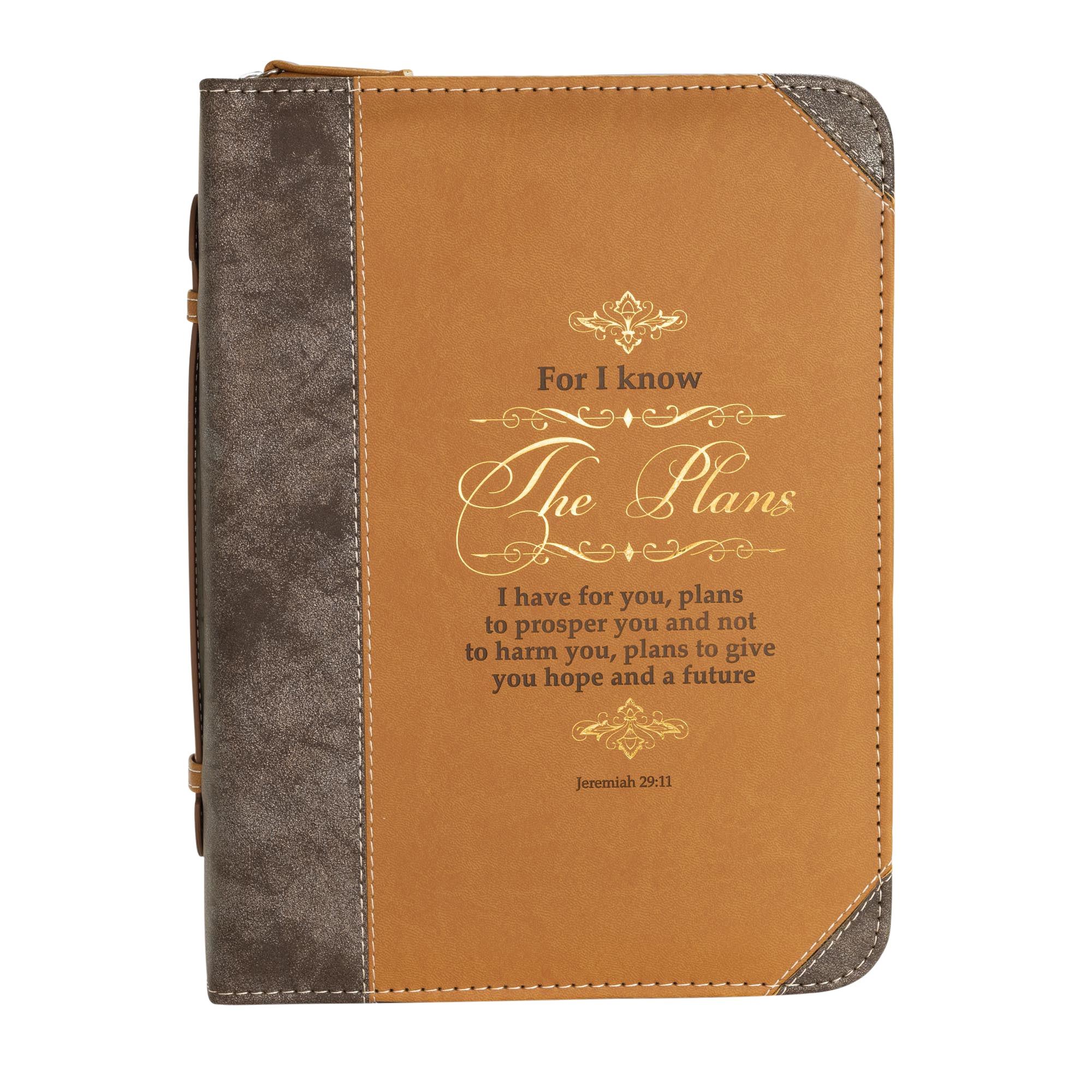 Divine Details: Bible Cover - Brown & Gold For I Know the Plans - Jeremiah 29:11