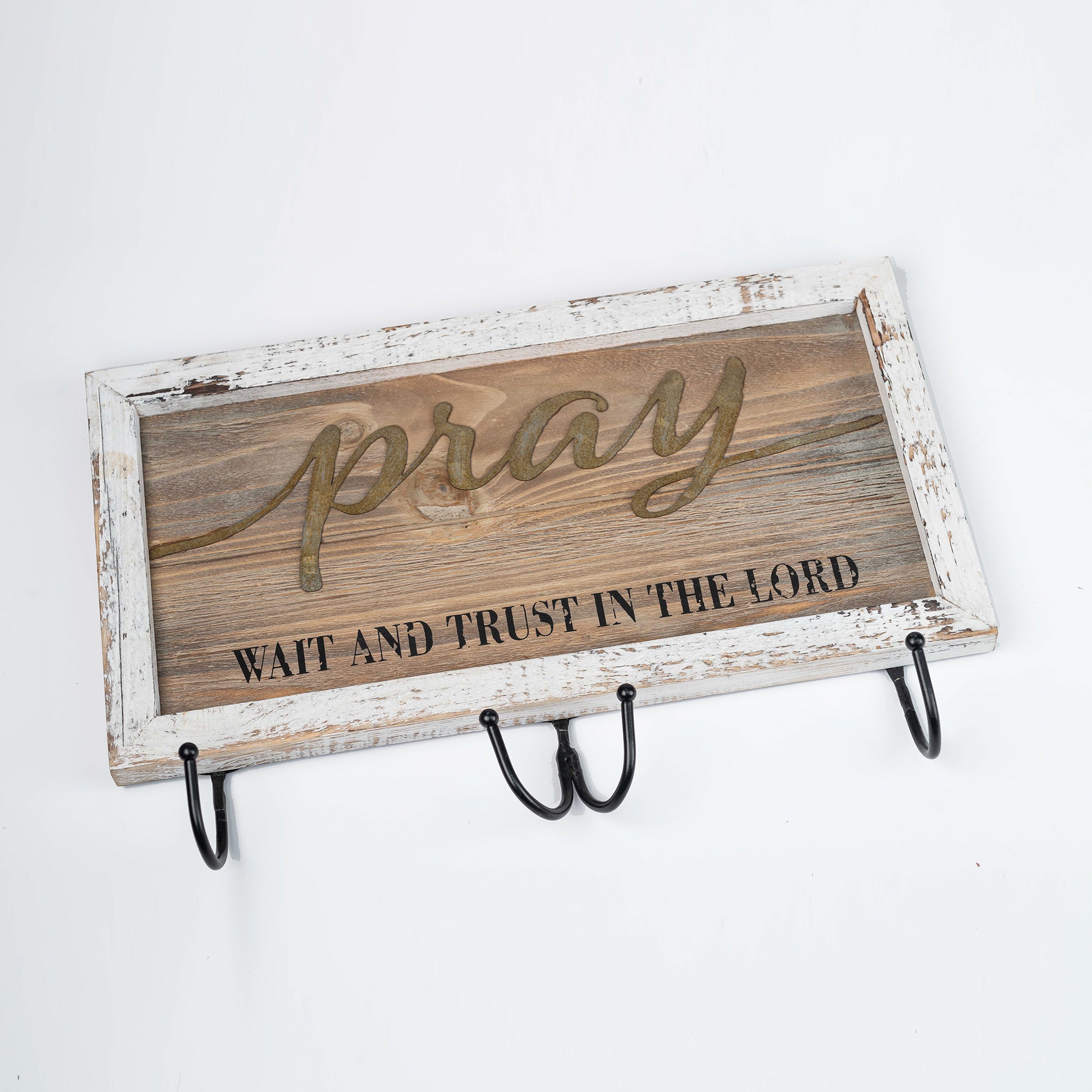 Prayer Program Pray Wait & Trust Sign W/Hooks