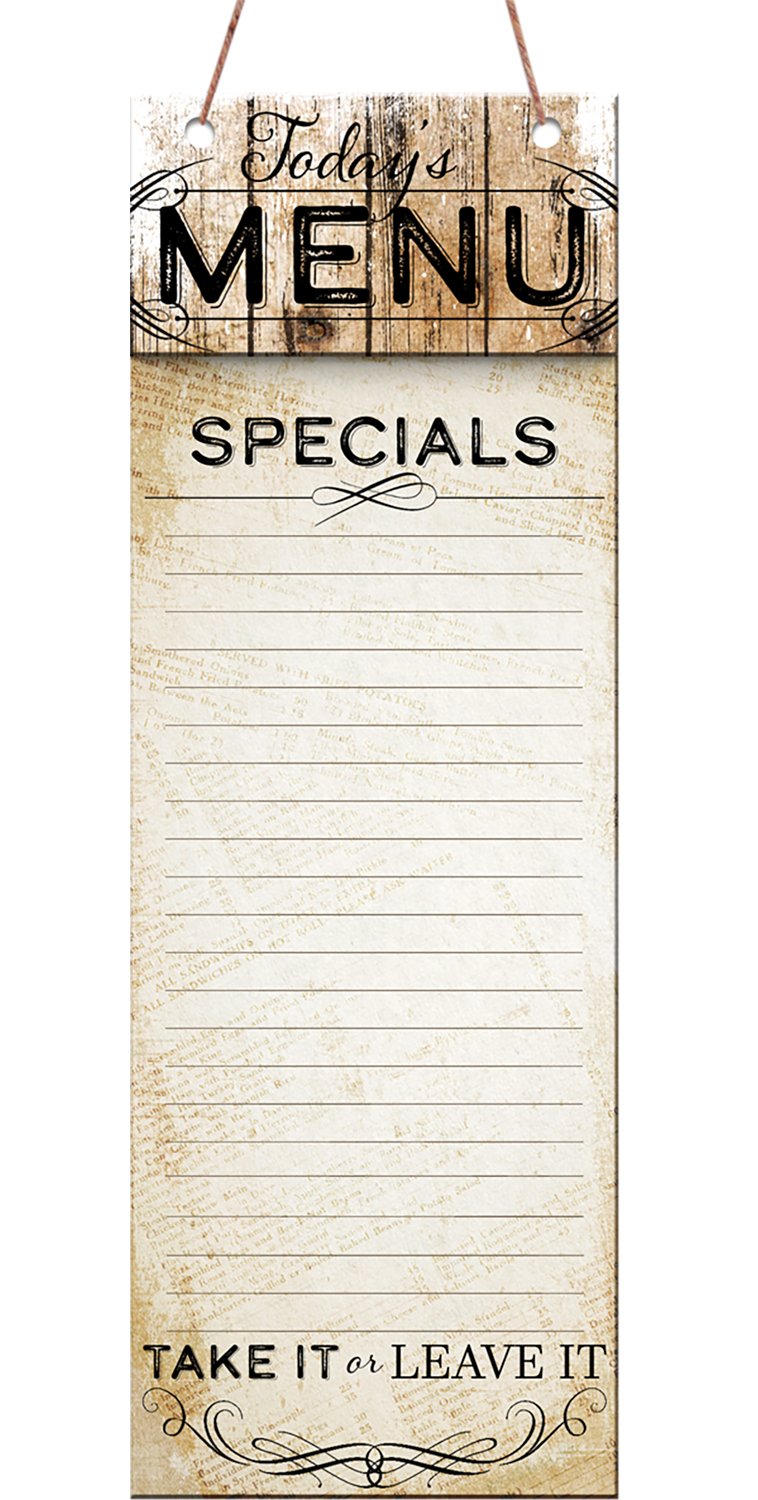 Oak Patch Gifts Vintage Kitchen: Specials Menu Hanging Listpad