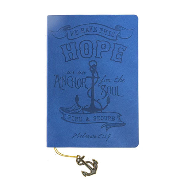 Faux Leather Journal : Blue Hope Anchor, Anchor Charm