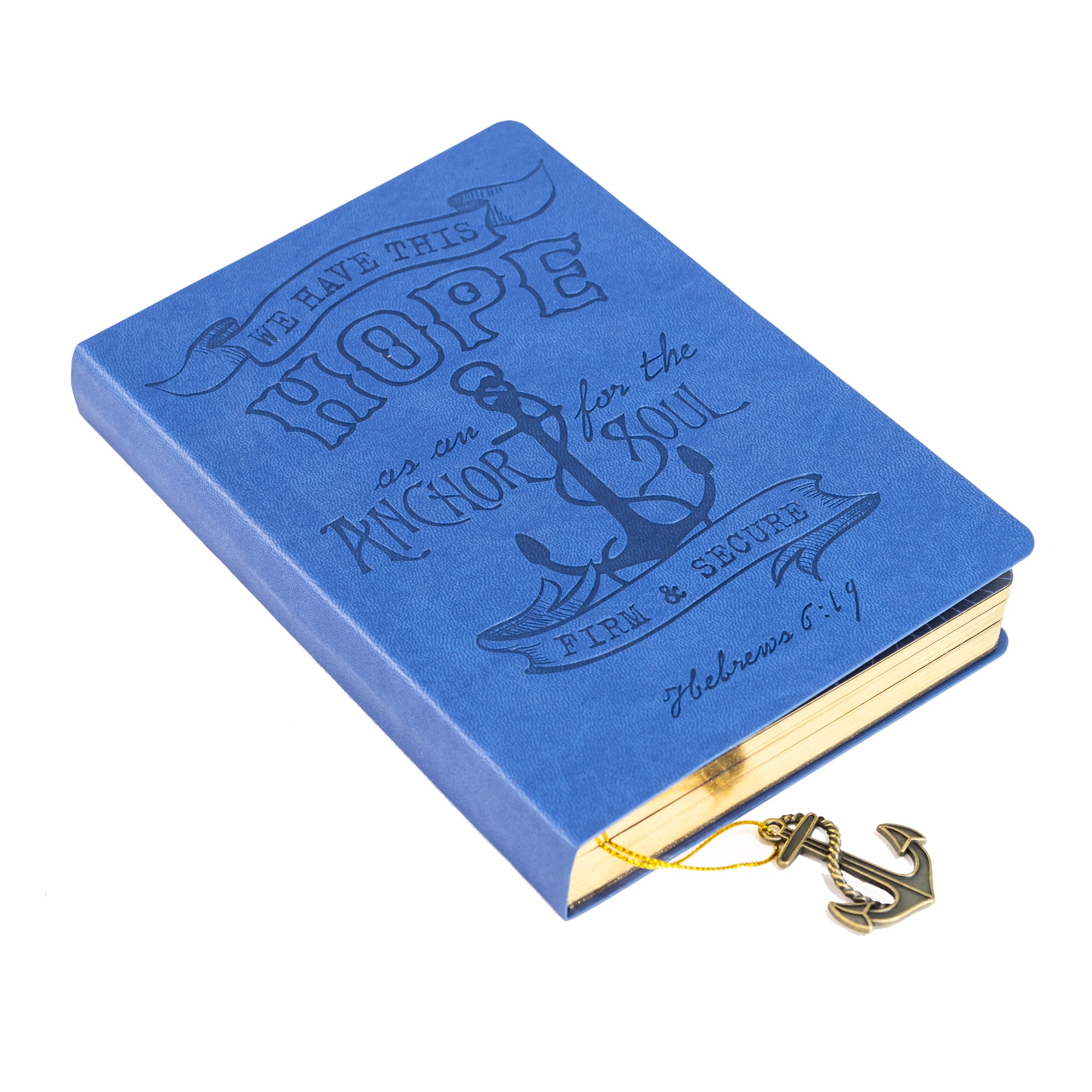 Faux Leather Journal : Blue Hope Anchor, Anchor Charm