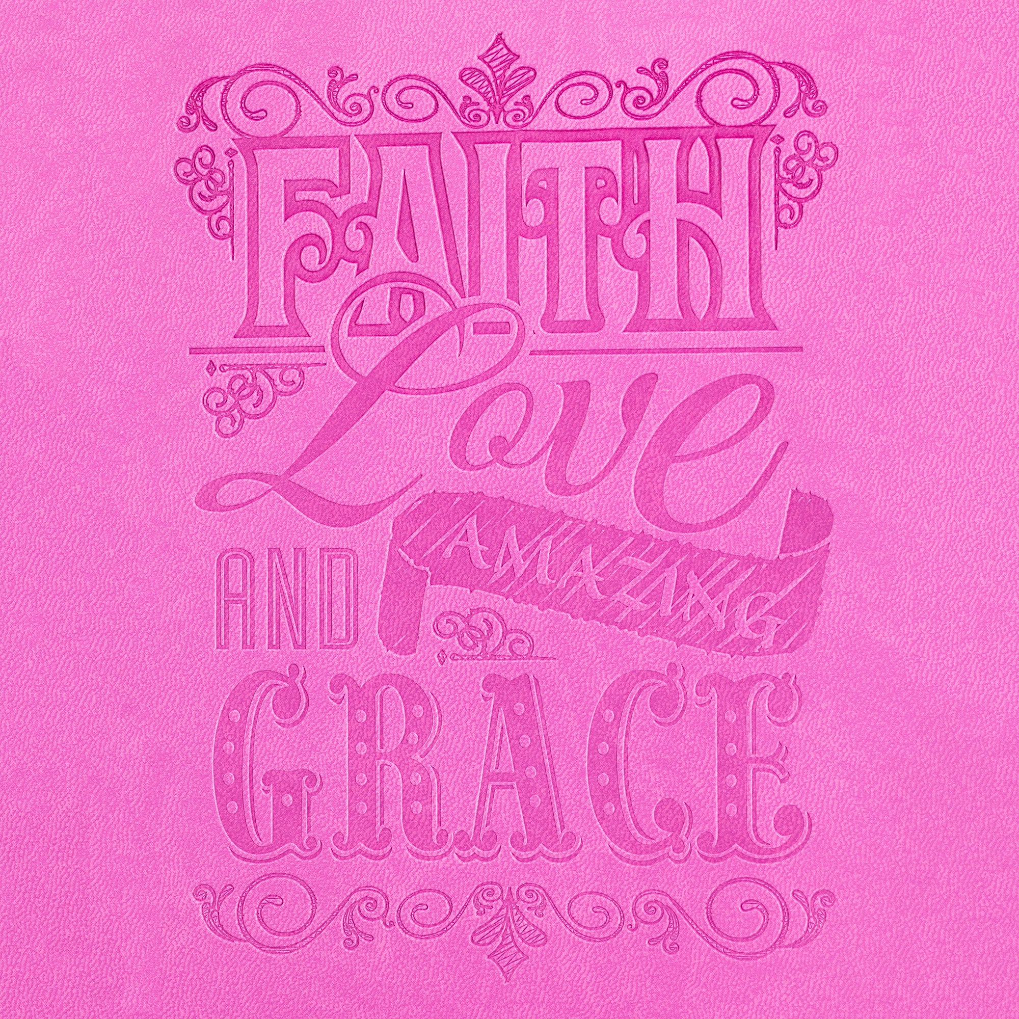 Faux Leather Journal : Pink Amazing Grace, Cross Charm