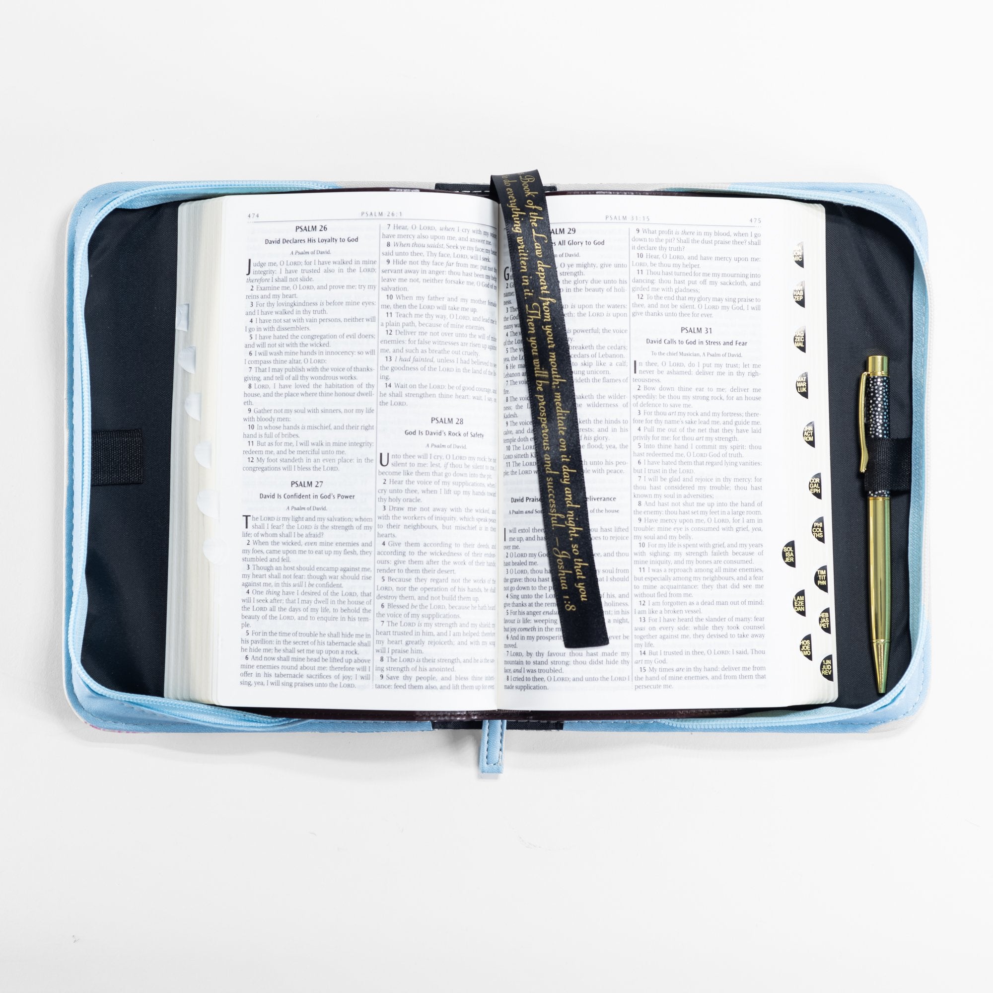 Divine Details: Bible Cover - Blue Floral Love has been poured into our Hearts - Romans 5:5
