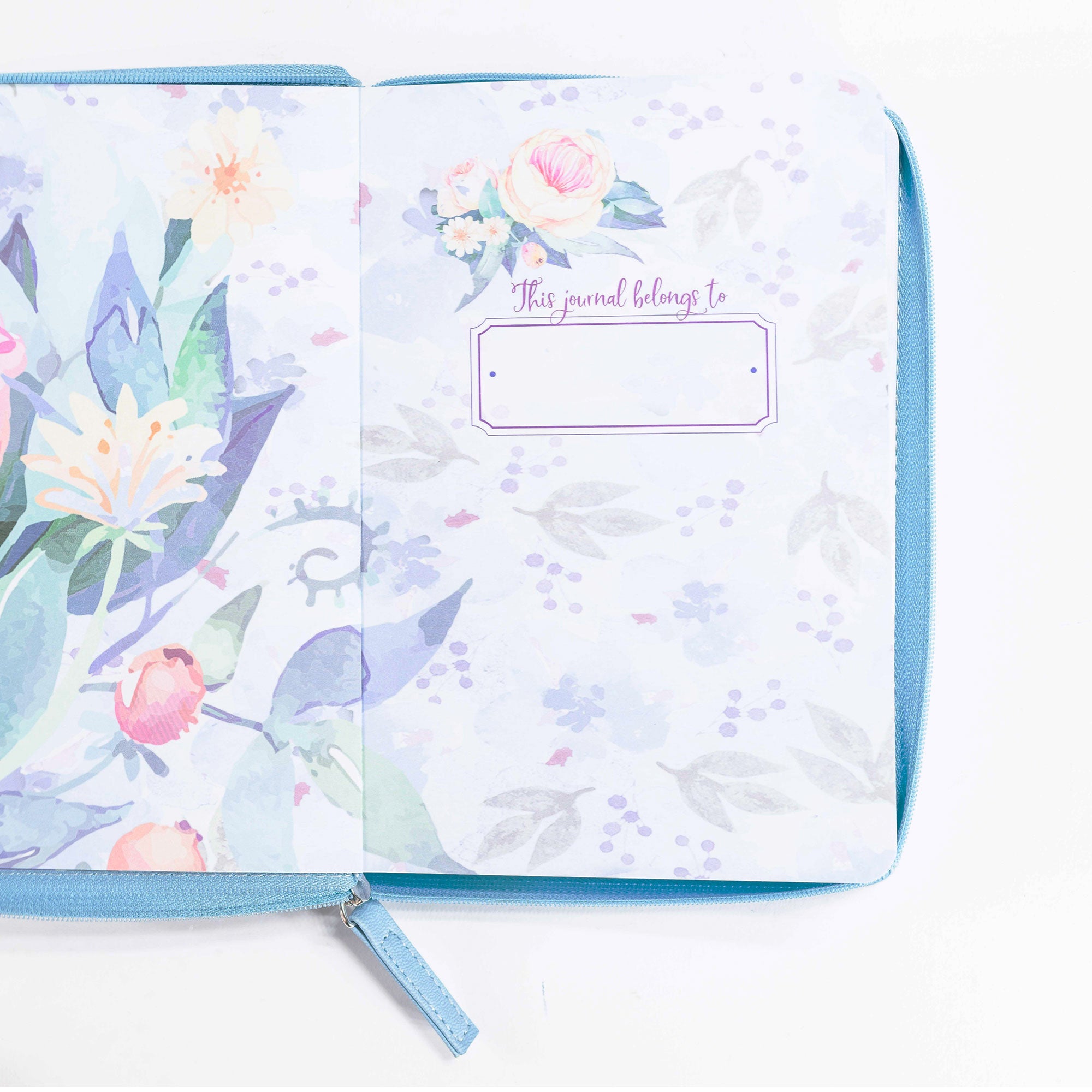 Bible Journal - Blue Floral Love into Hearts, Romans 5:5