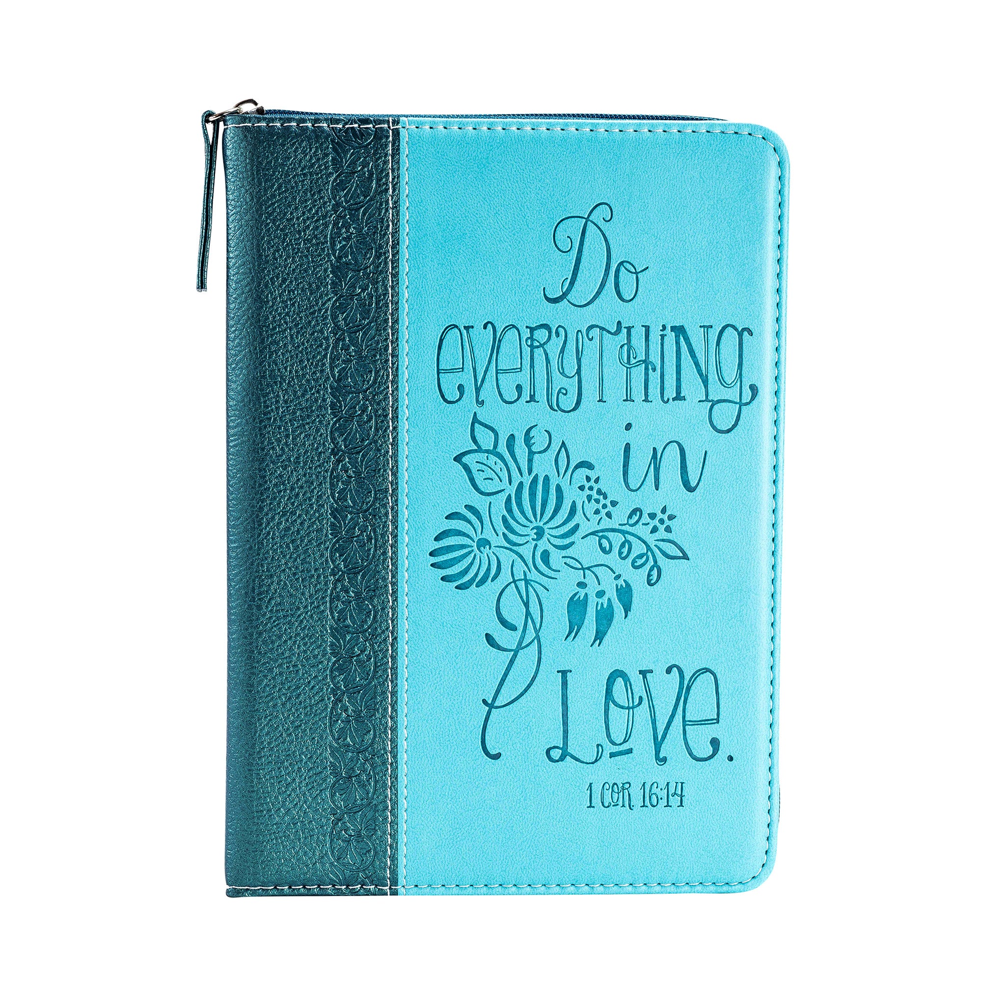 Bible Journal - Teal Floral, 1 Cor. 16:14