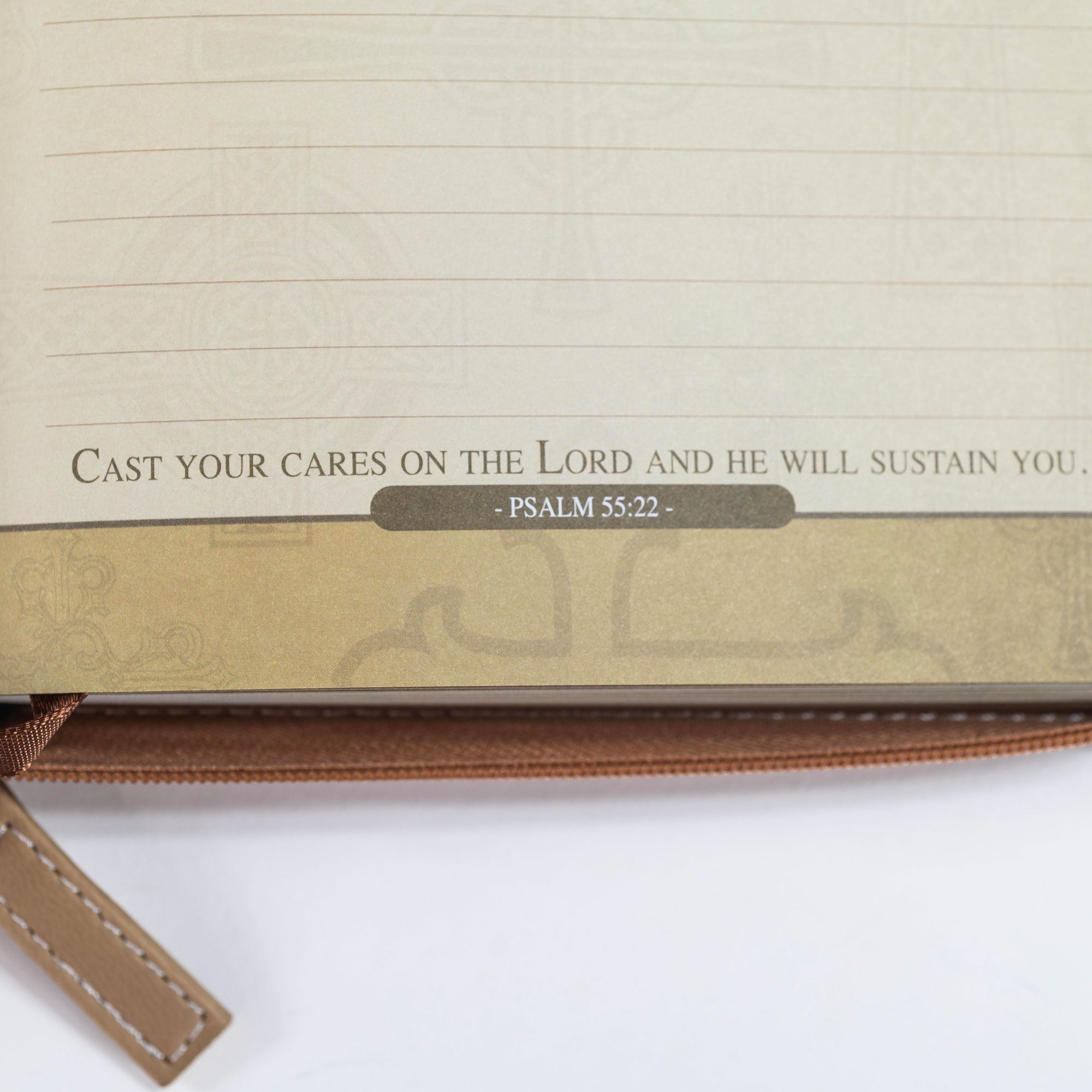 Divine Details: Zippered Journal: Brown Cross Hope in the Lord