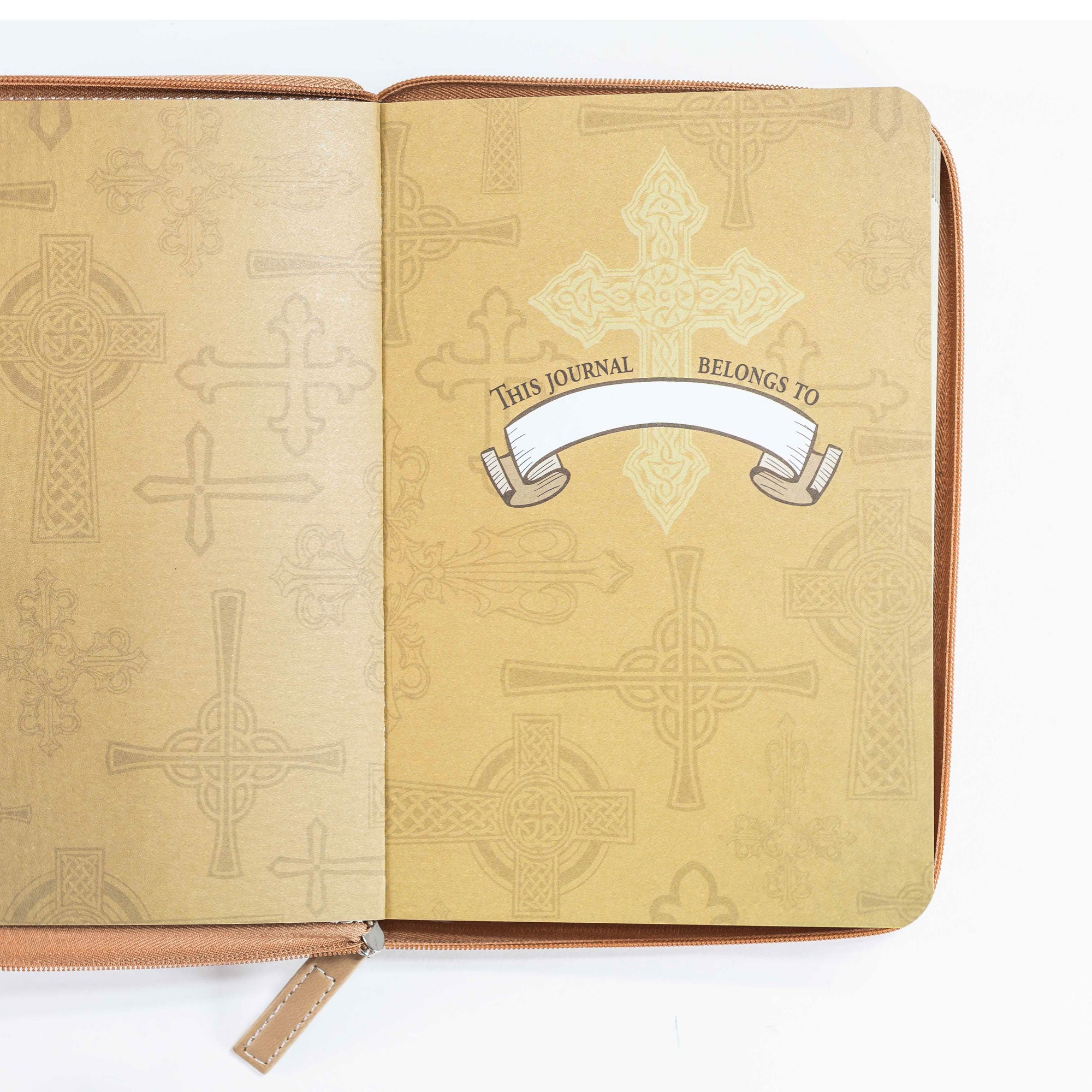 Divine Details: Zippered Journal: Brown Cross Hope in the Lord