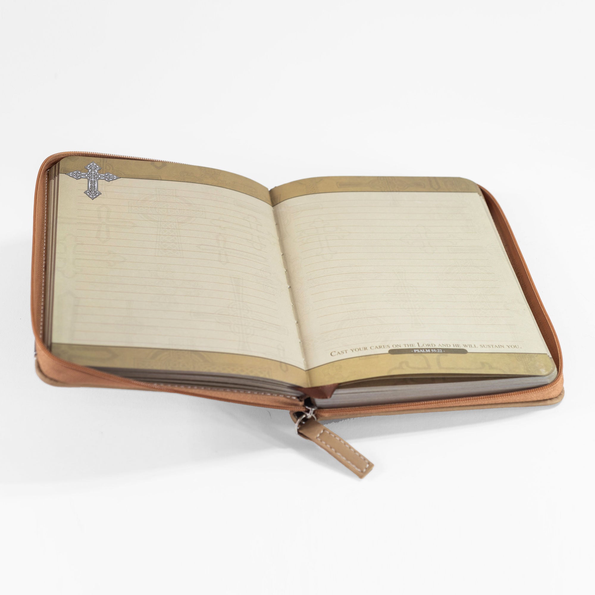 Divine Details: Zippered Journal: Brown Cross Hope in the Lord