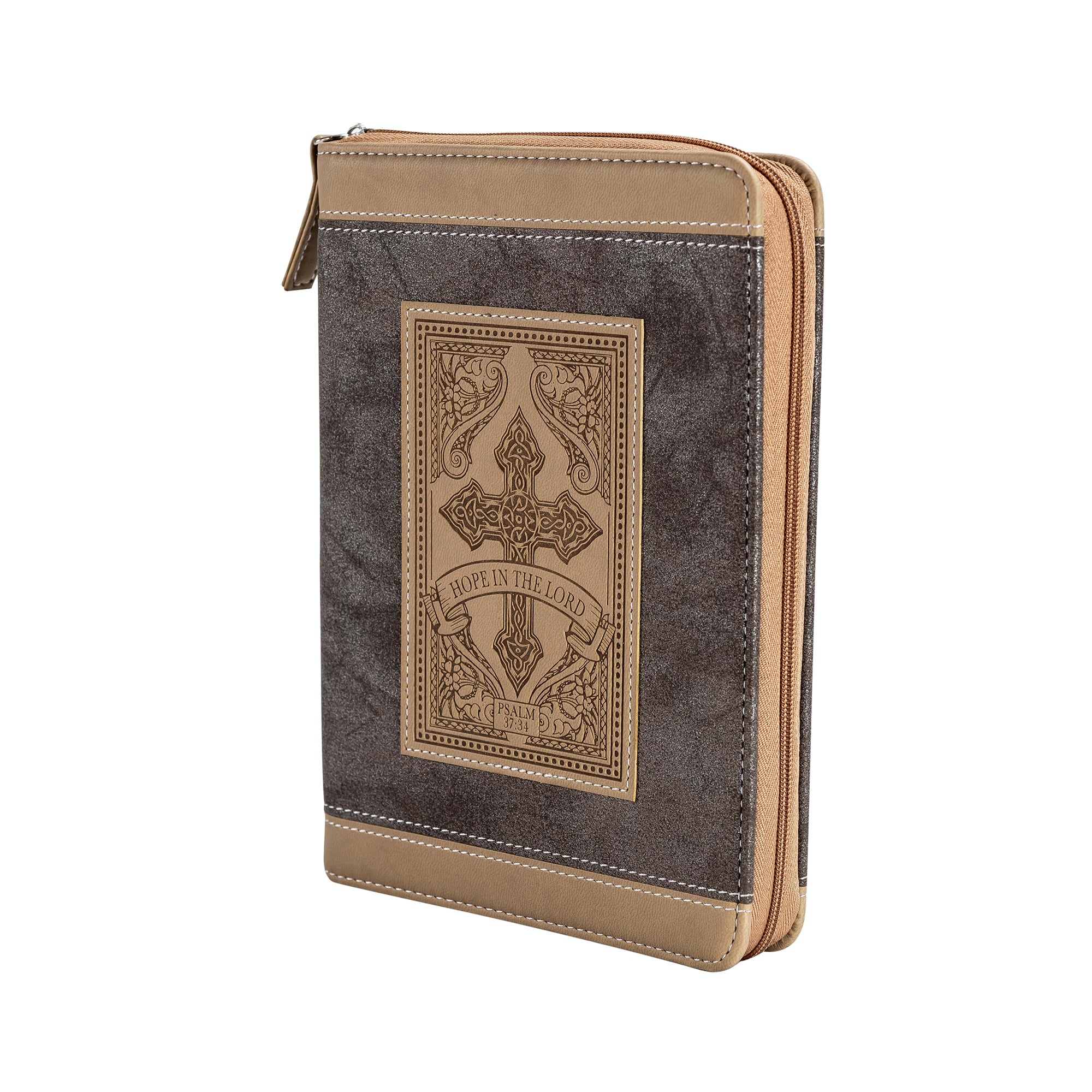 Divine Details: Zippered Journal: Brown Cross Hope in the Lord
