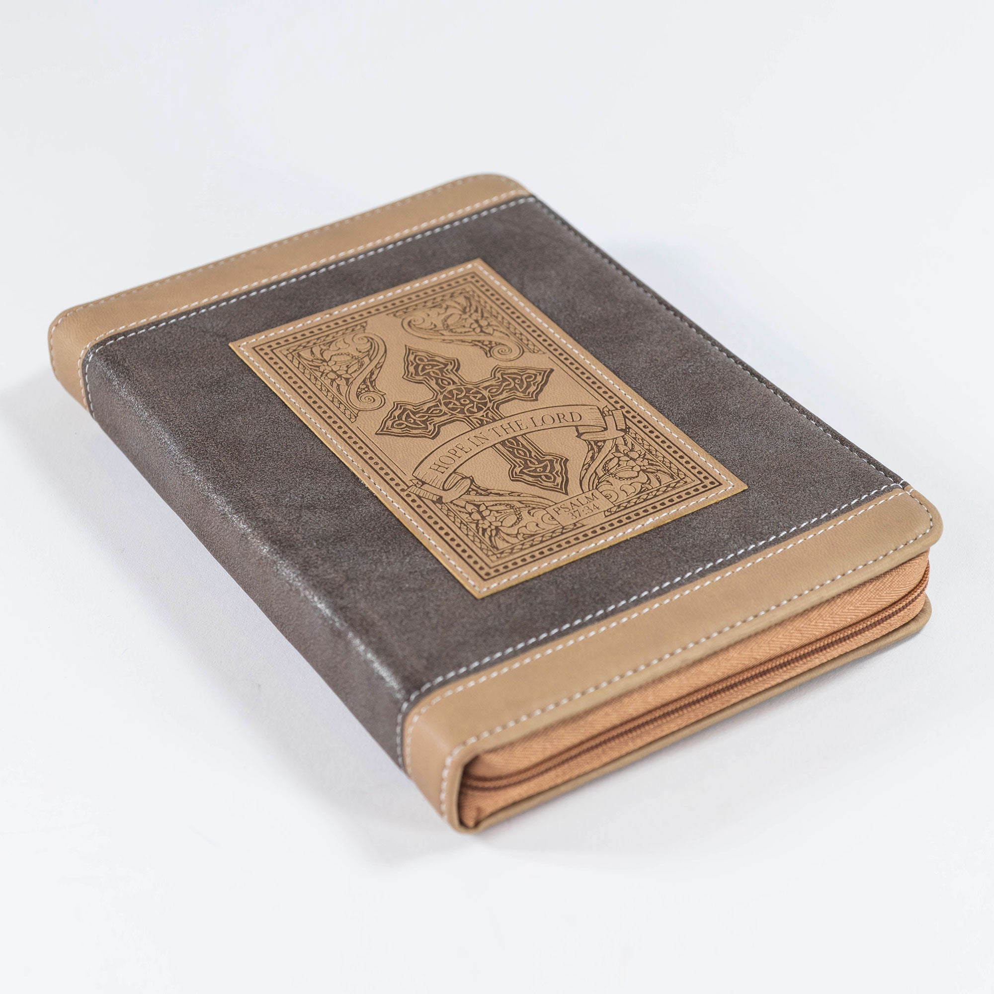 Divine Details: Zippered Journal: Brown Cross Hope in the Lord