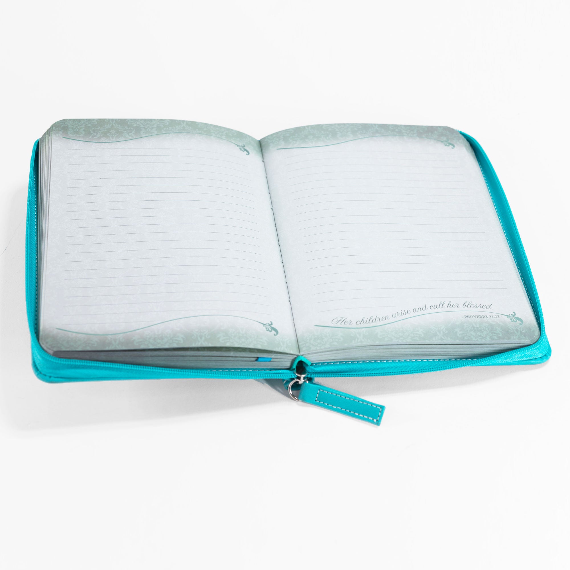 Divine Details: Zippered Journal: Teal She is Clothed in strength
