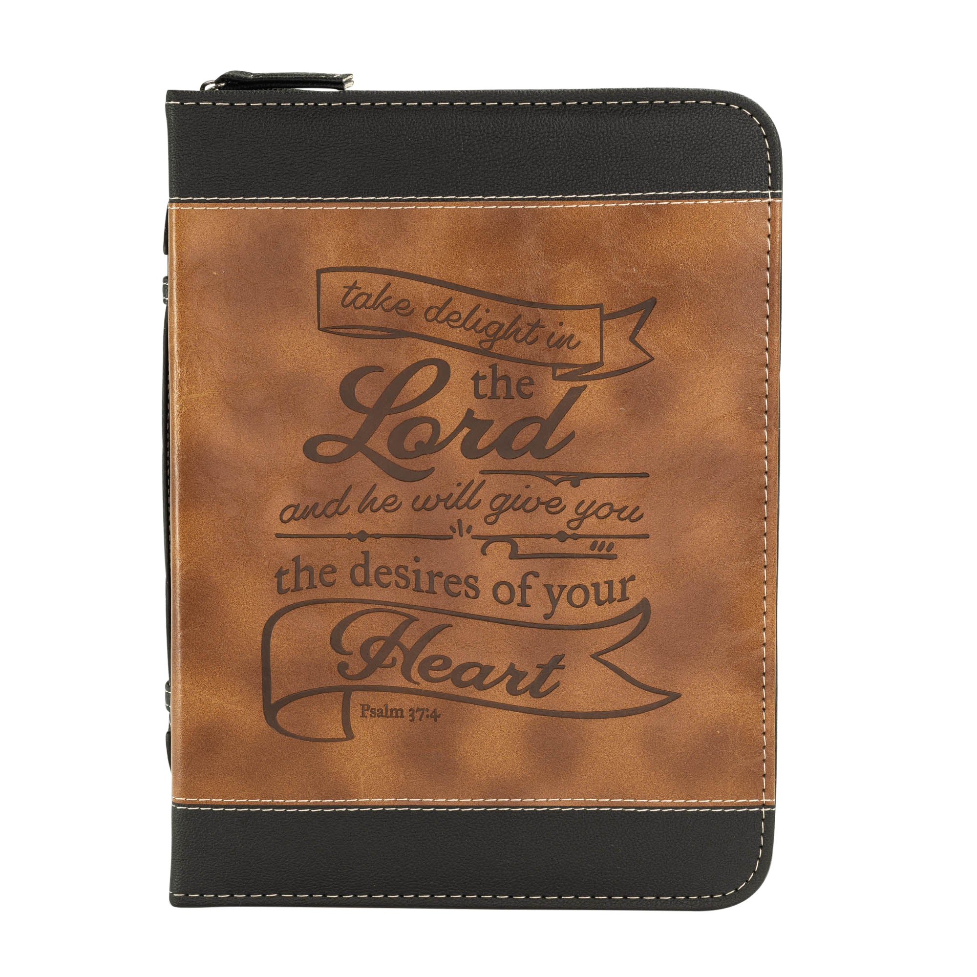 Divine Details: Bible Cover: Brown & Black Take Delight in the Lord - Psalm 37:4