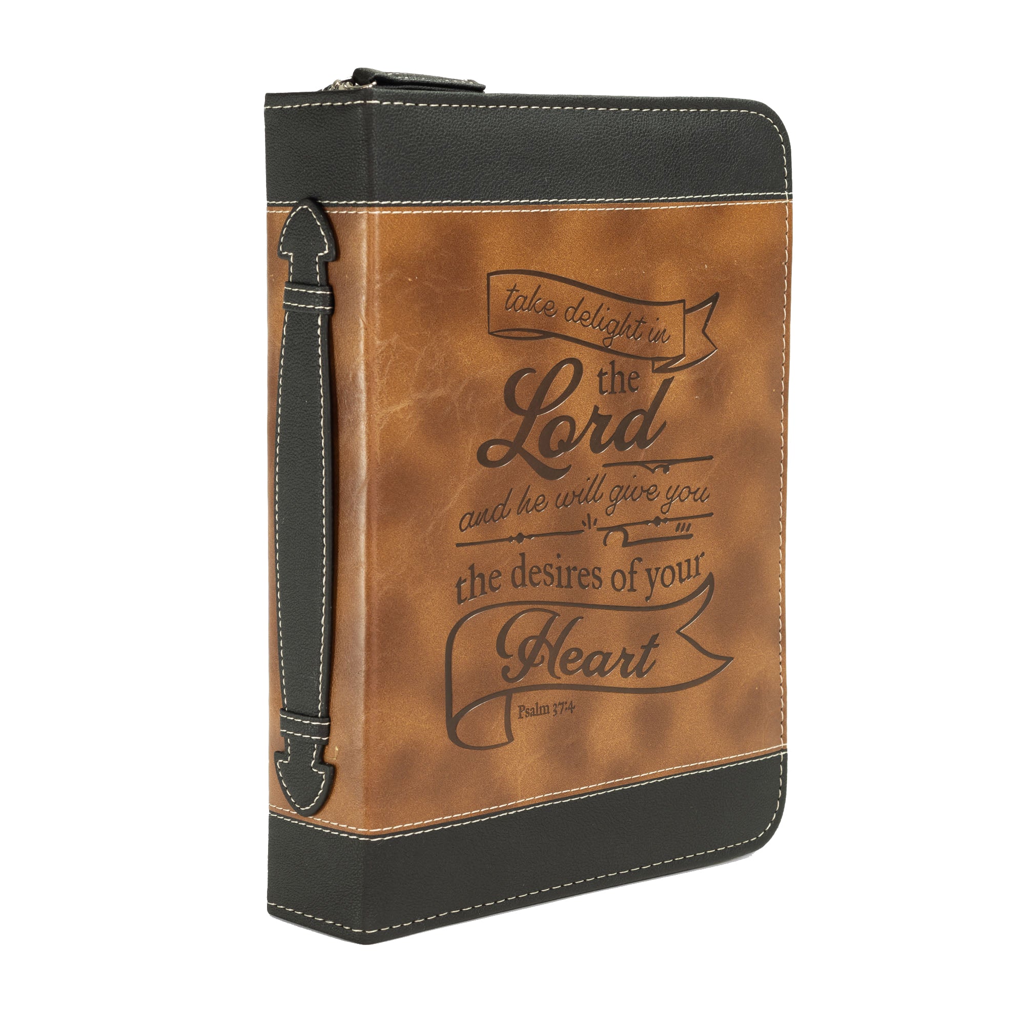 Divine Details: Bible Cover: Brown & Black Take Delight in the Lord - Psalm 37:4