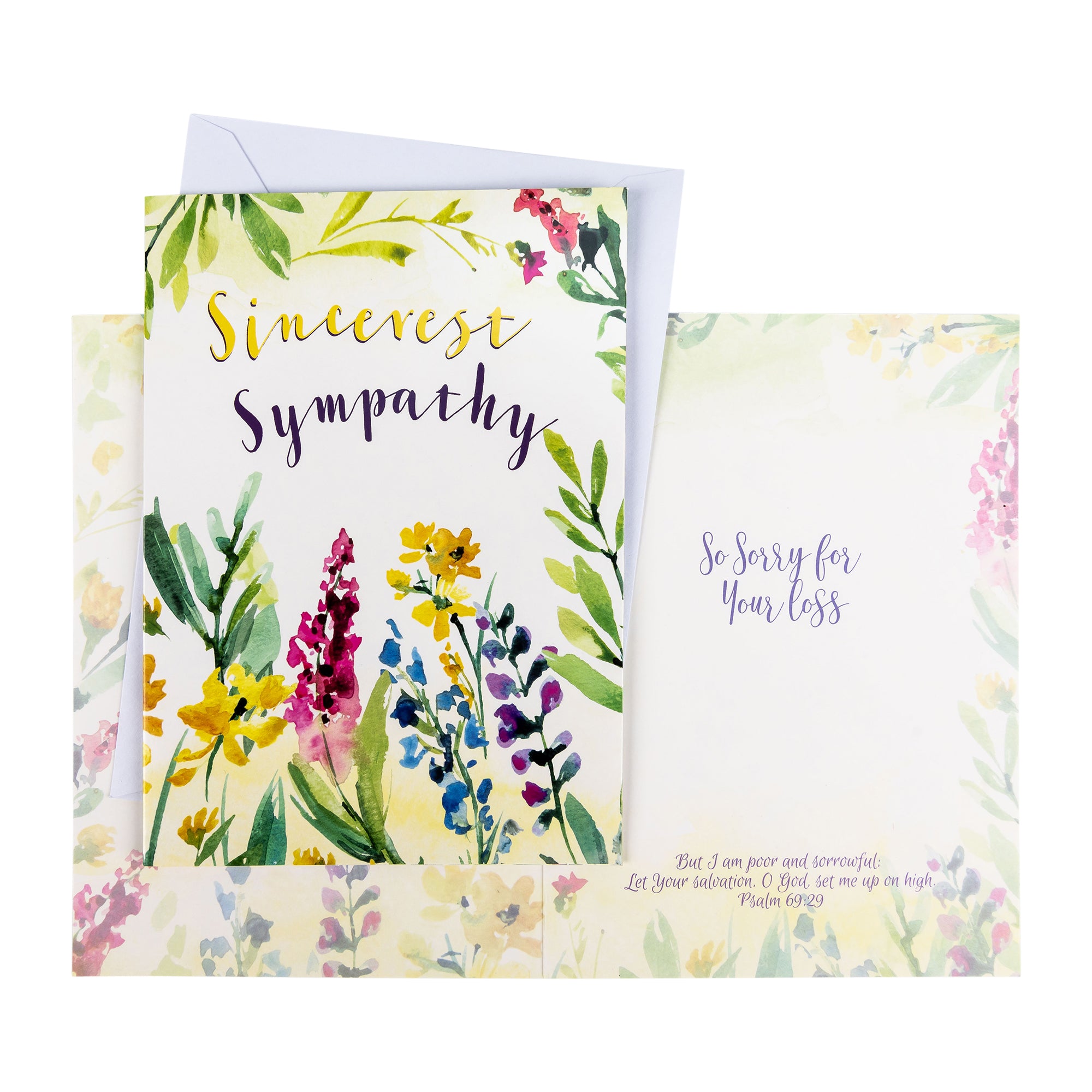 Single Cards: Sympathy Watercolor Psalm 69:29 (Set of 6)