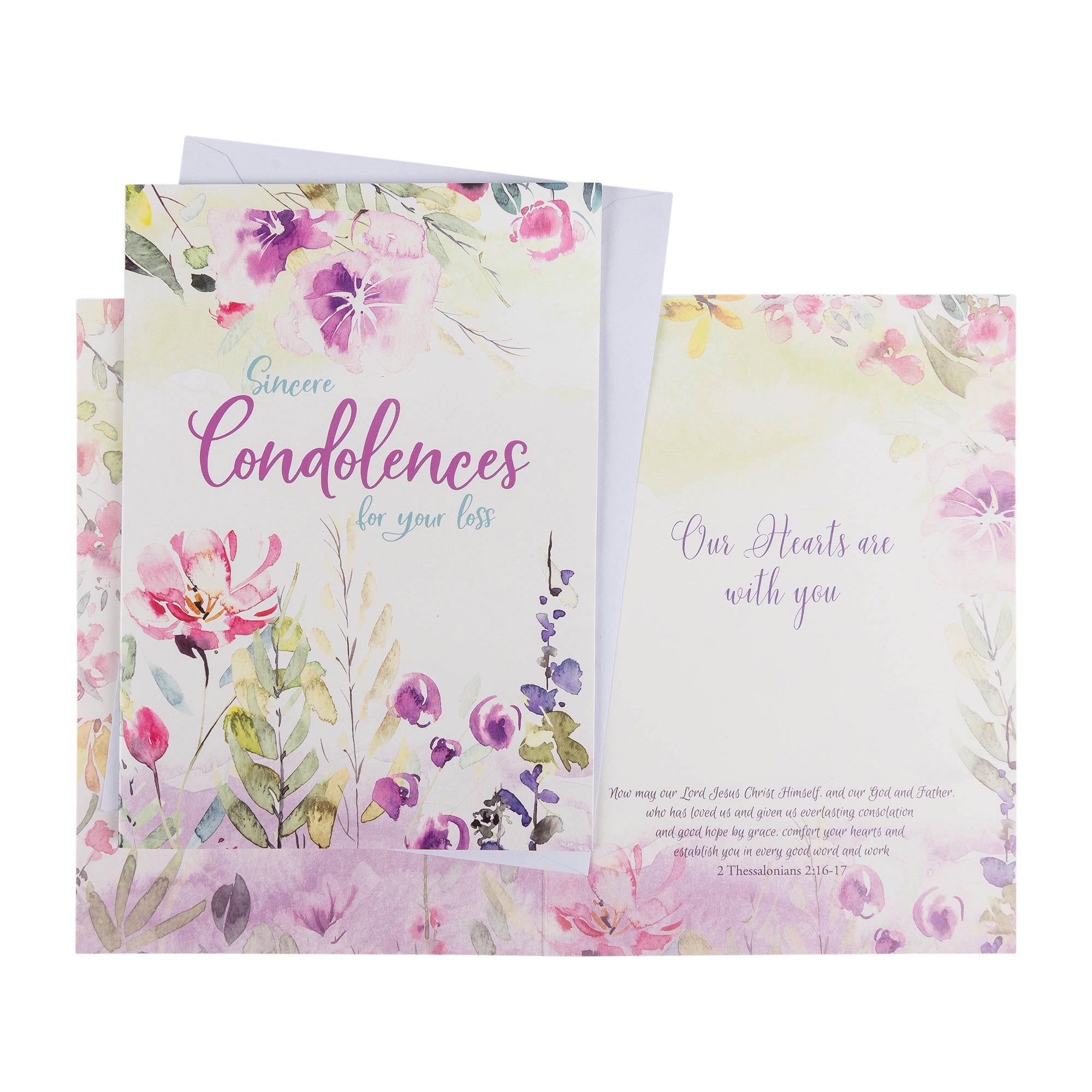 Single Cards: Condolences Watercolor 2 Thessalonians 2:16-17 (Set of 6)