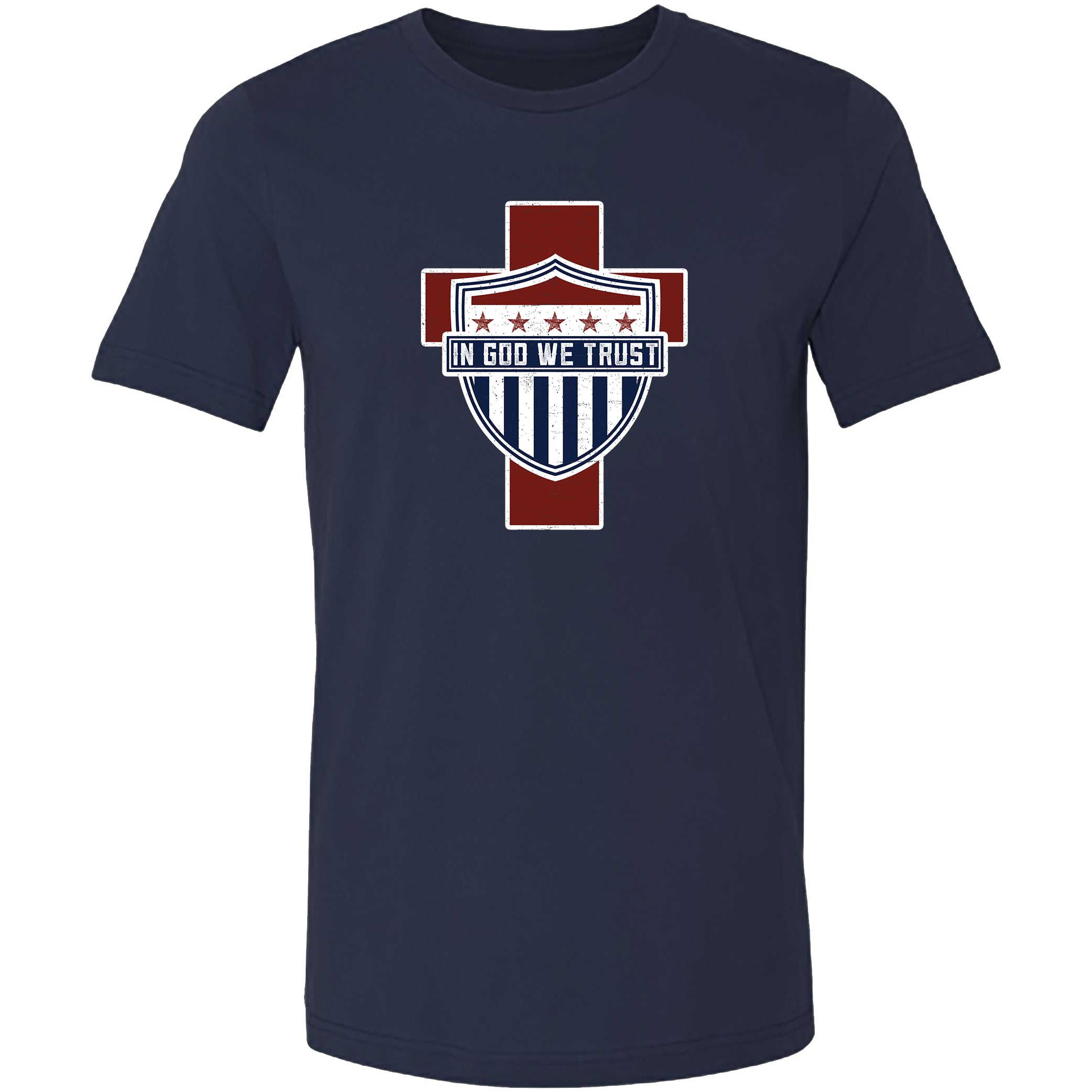 In God We Trust-Badge w/Cross Tee Navy