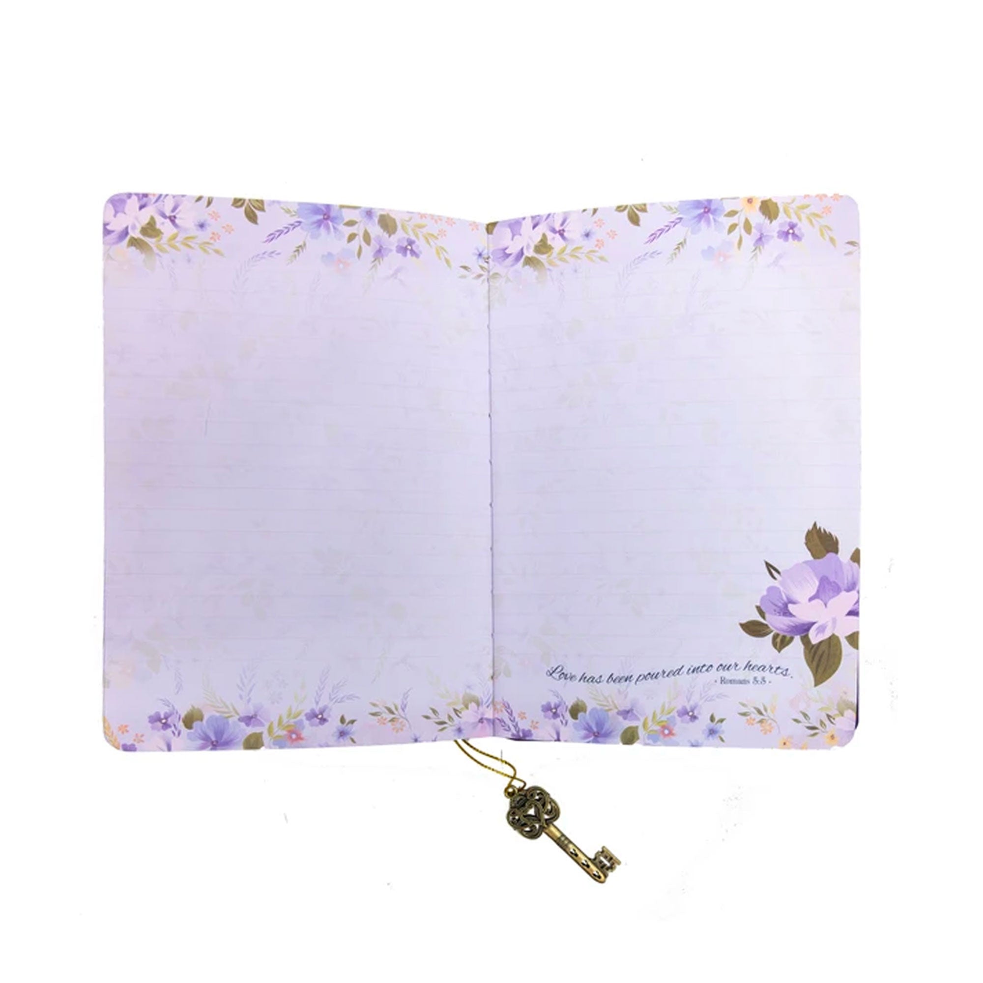 Faux Leather Journal : Purple Faith Love & Amazing Grace, Key Charm