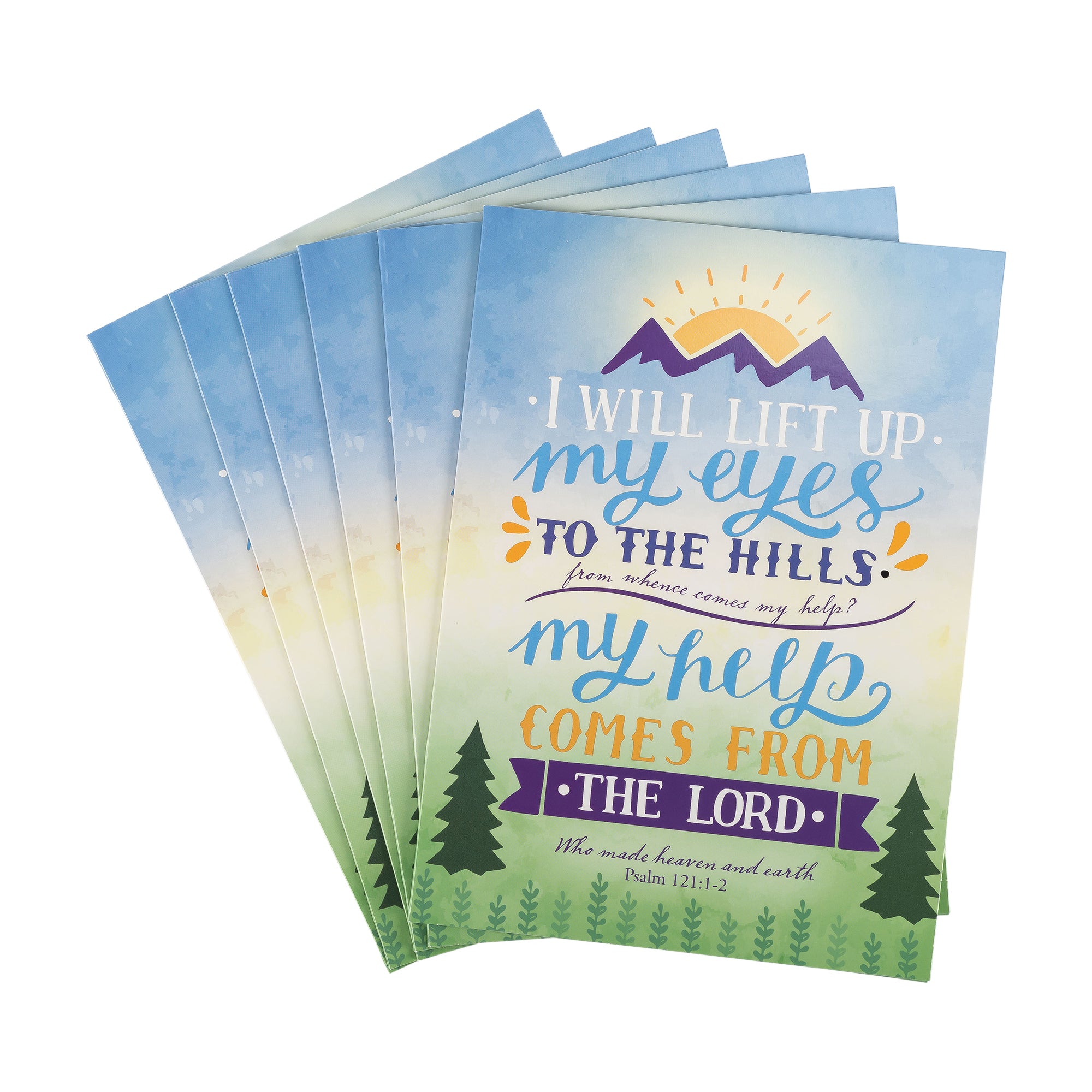 Single Cards: Inspiration, I Will Lift Up My Eyes To The Hills (Set of 6)