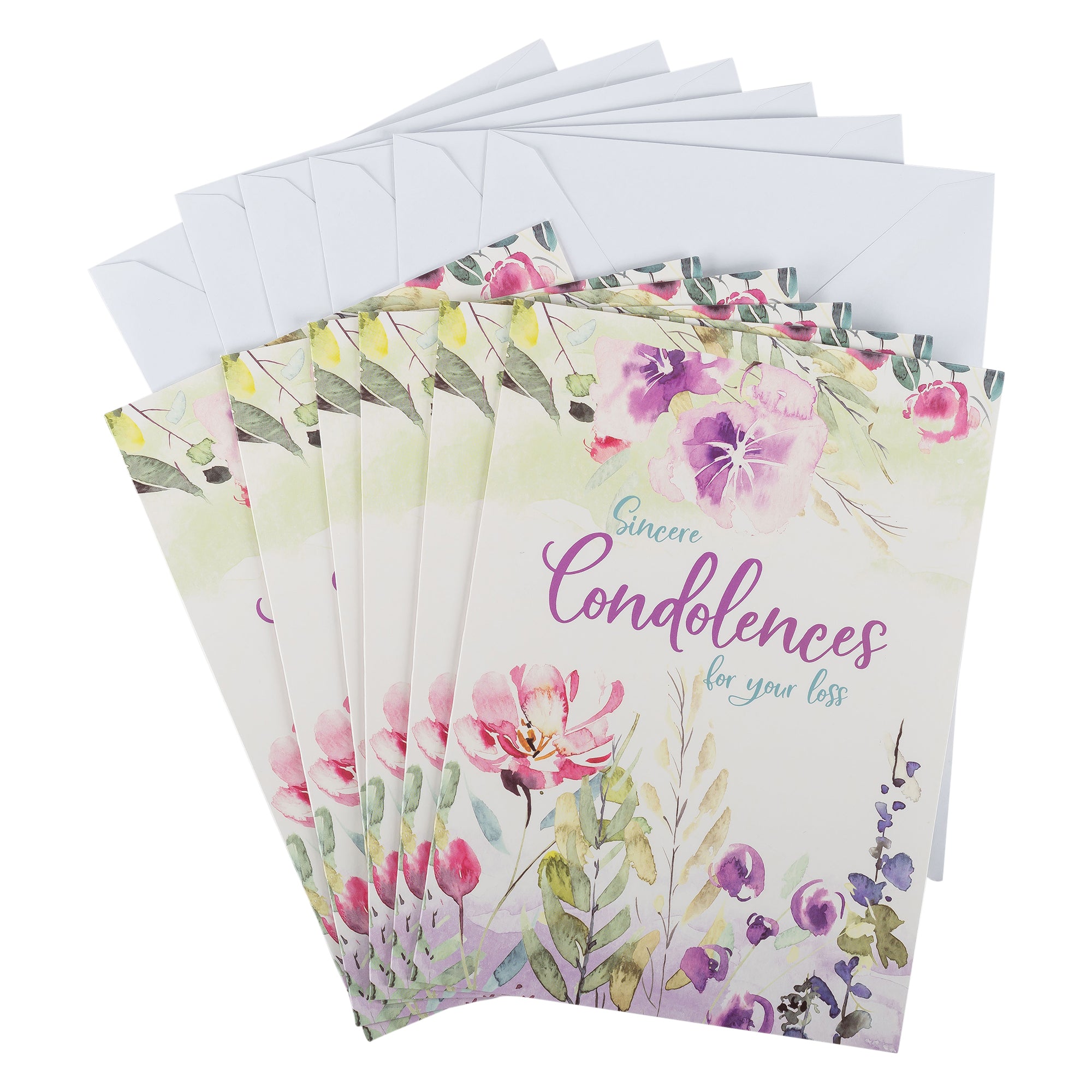 Single Cards: Condolences Watercolor 2 Thessalonians 2:16-17 (Set of 6)