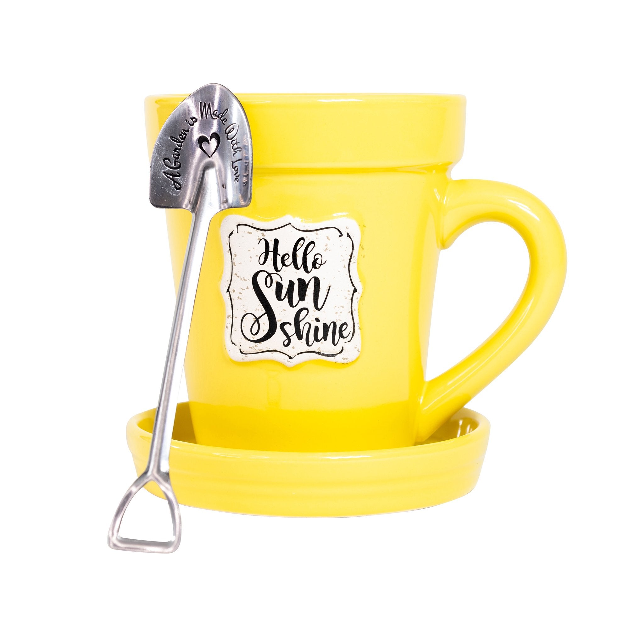 Yellow Flower Pot Mug - "Hello Sunshine"