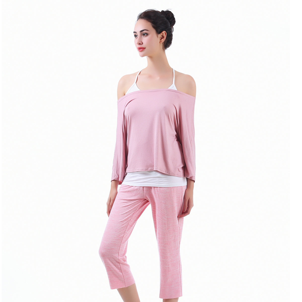 L/XL Pink Off Shoulder Sweatshirt