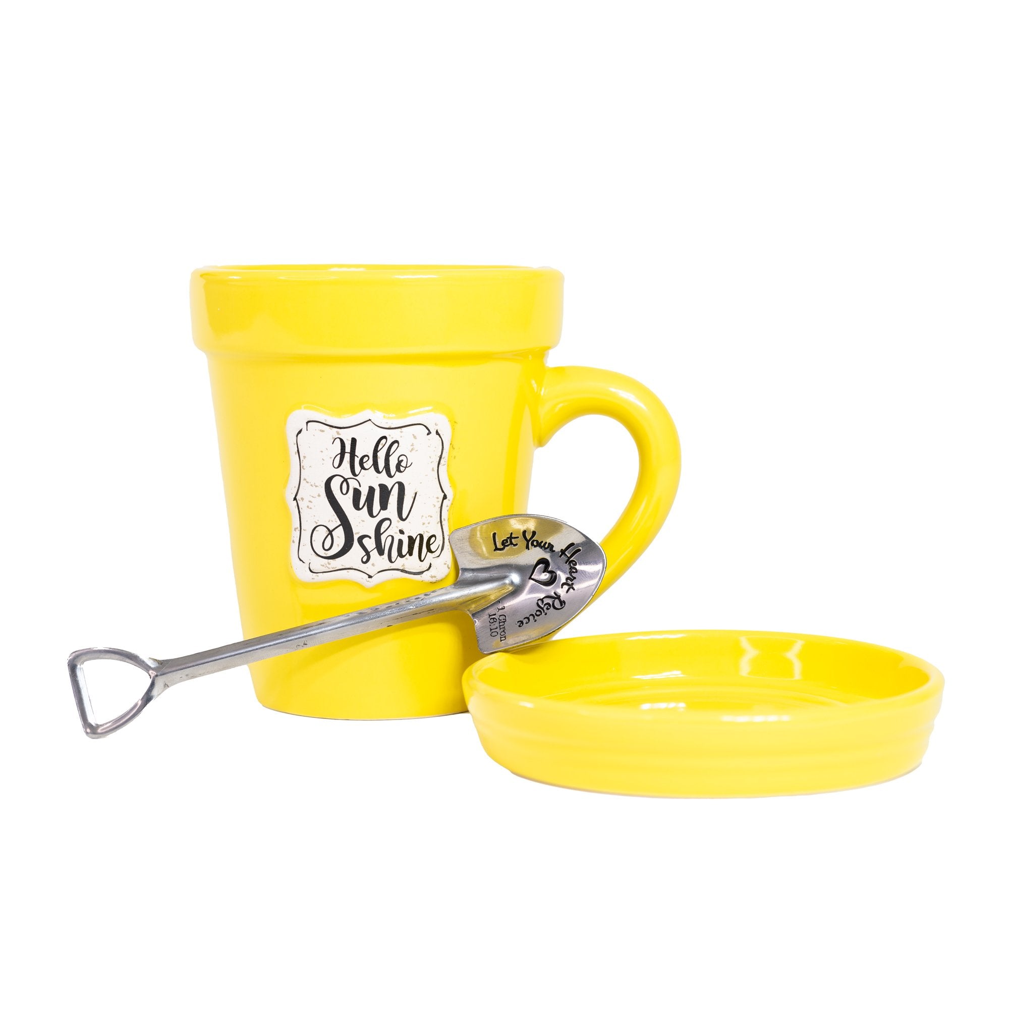 Yellow Flower Pot Mug w/Scripture - "Hello Sunshine"