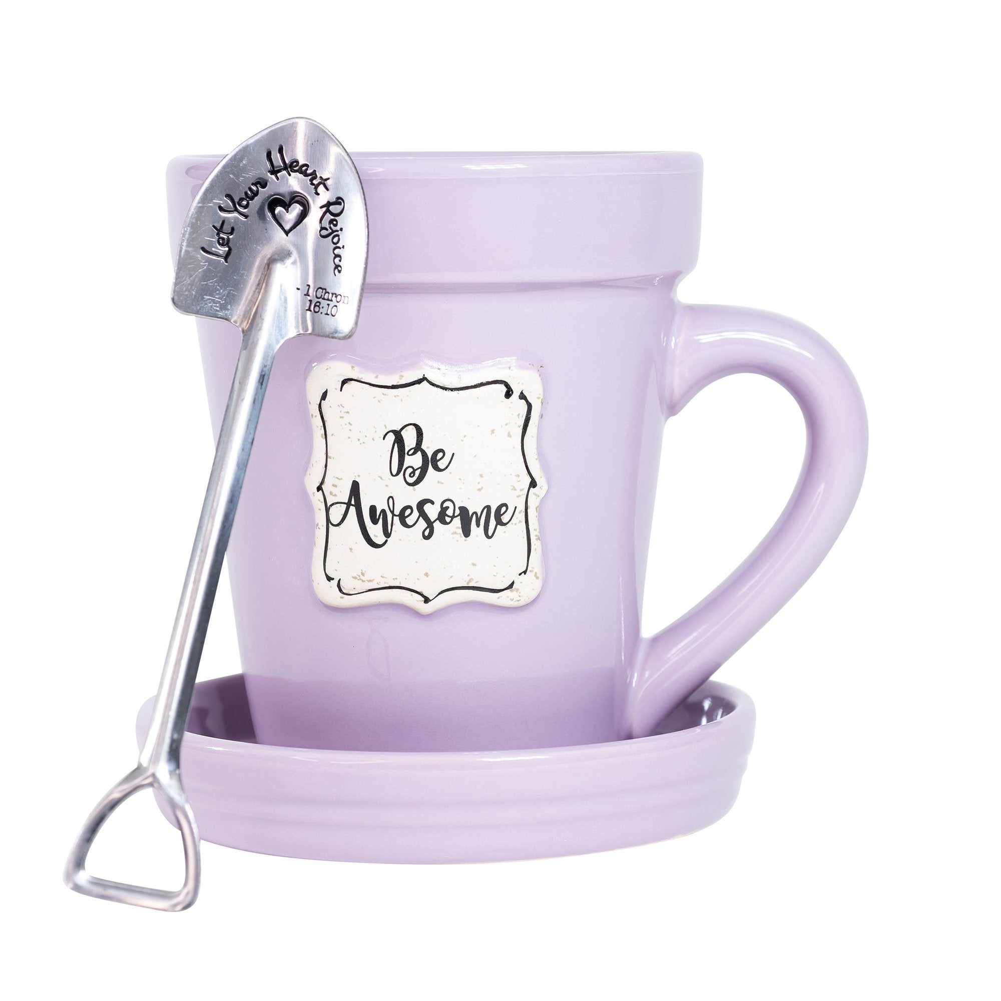 Lilac Flower Pot Mug - “Be Awesome”