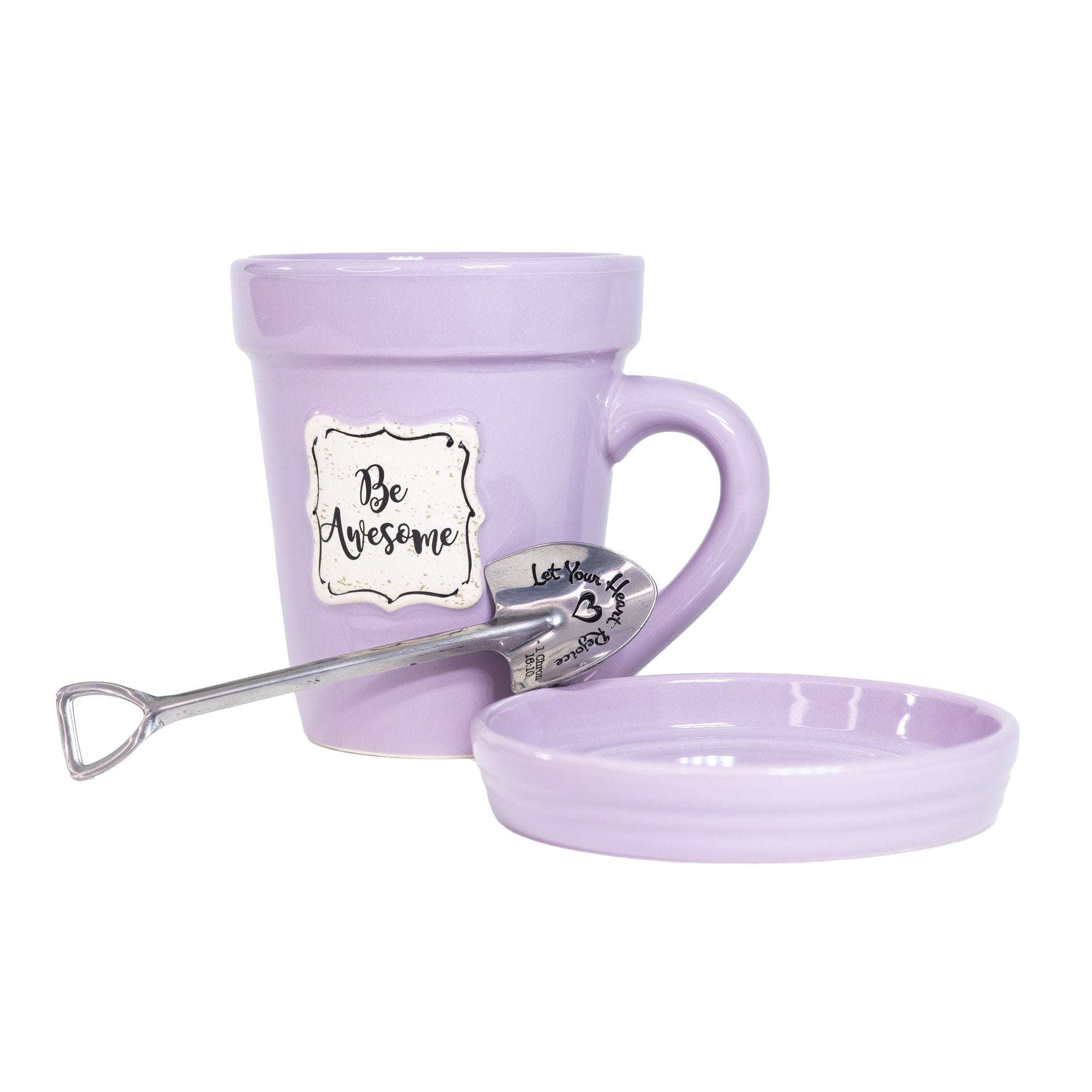 Lilac Flower Pot Mug w/Scripture - "Be Awesome"