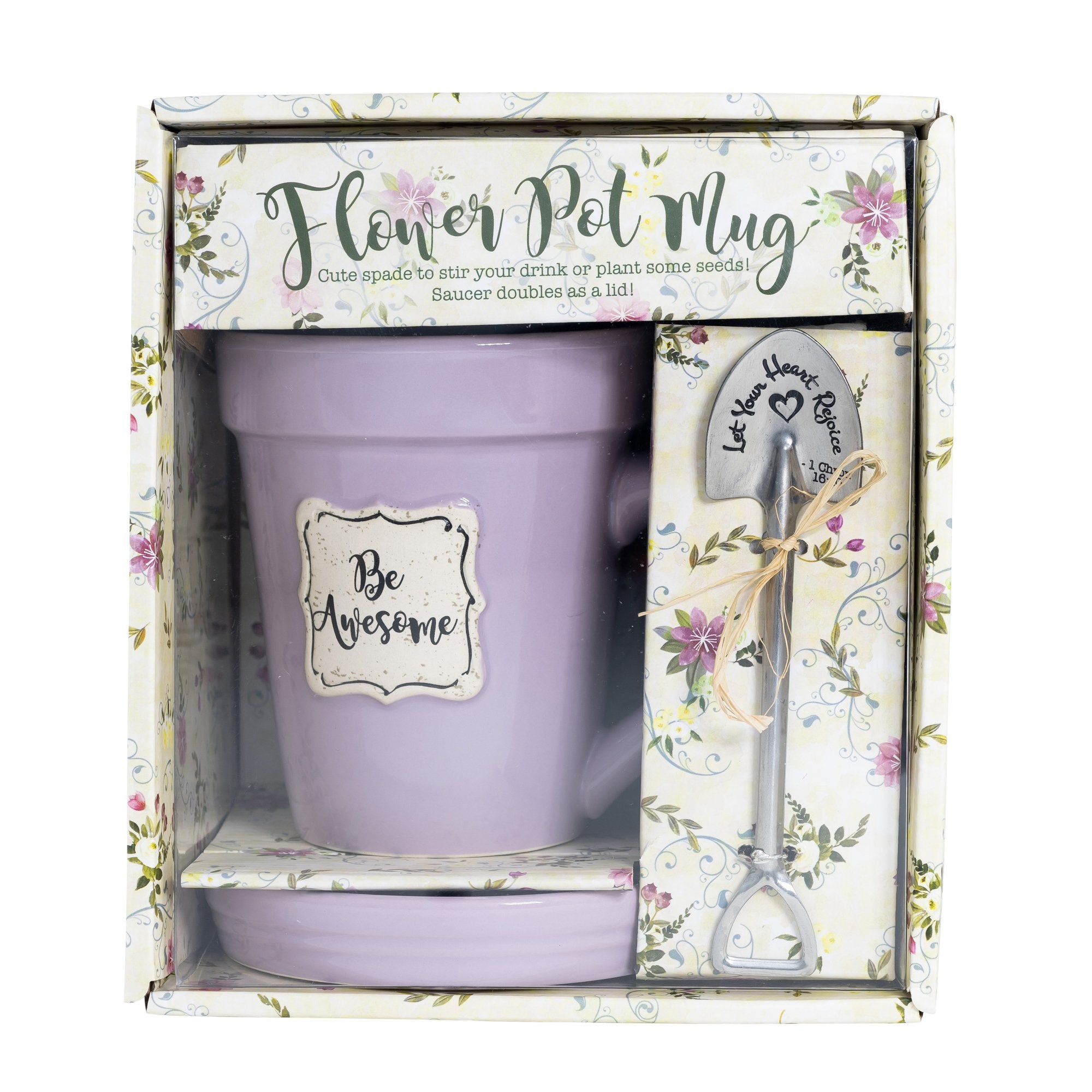 Lilac Flower Pot Mug w/Scripture - "Be Awesome"