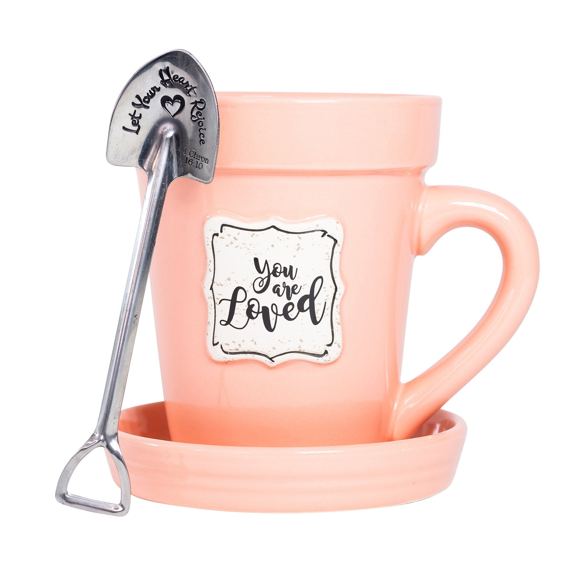 Peach Flower Pot Mug - “You’re Loved”